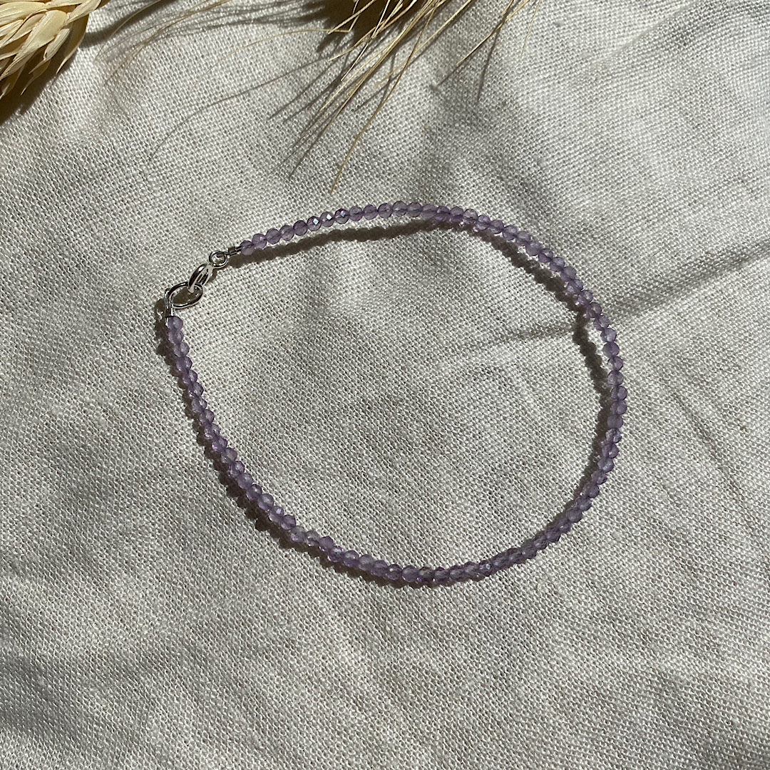 Gemstone beaded bracelet - Amethyst - February birthstone NM47