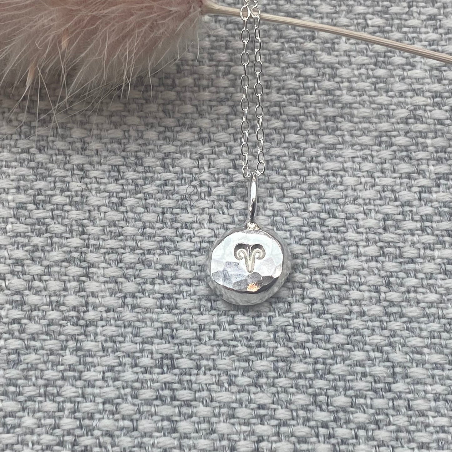 Horoscope pendant nugget. 100% solid recycled sterling silver NM47