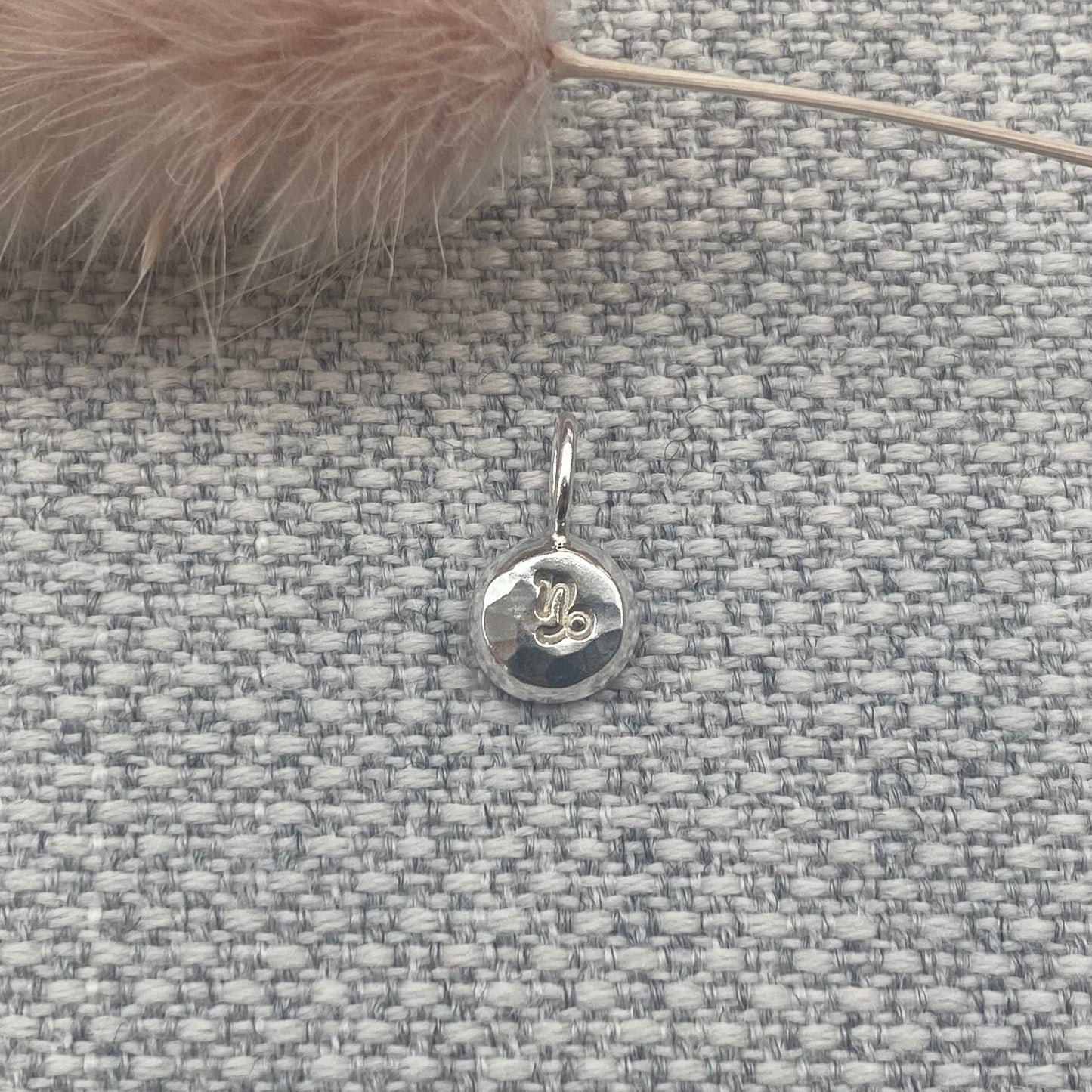 Horoscope pendant nugget. 100% solid recycled sterling silver NM47
