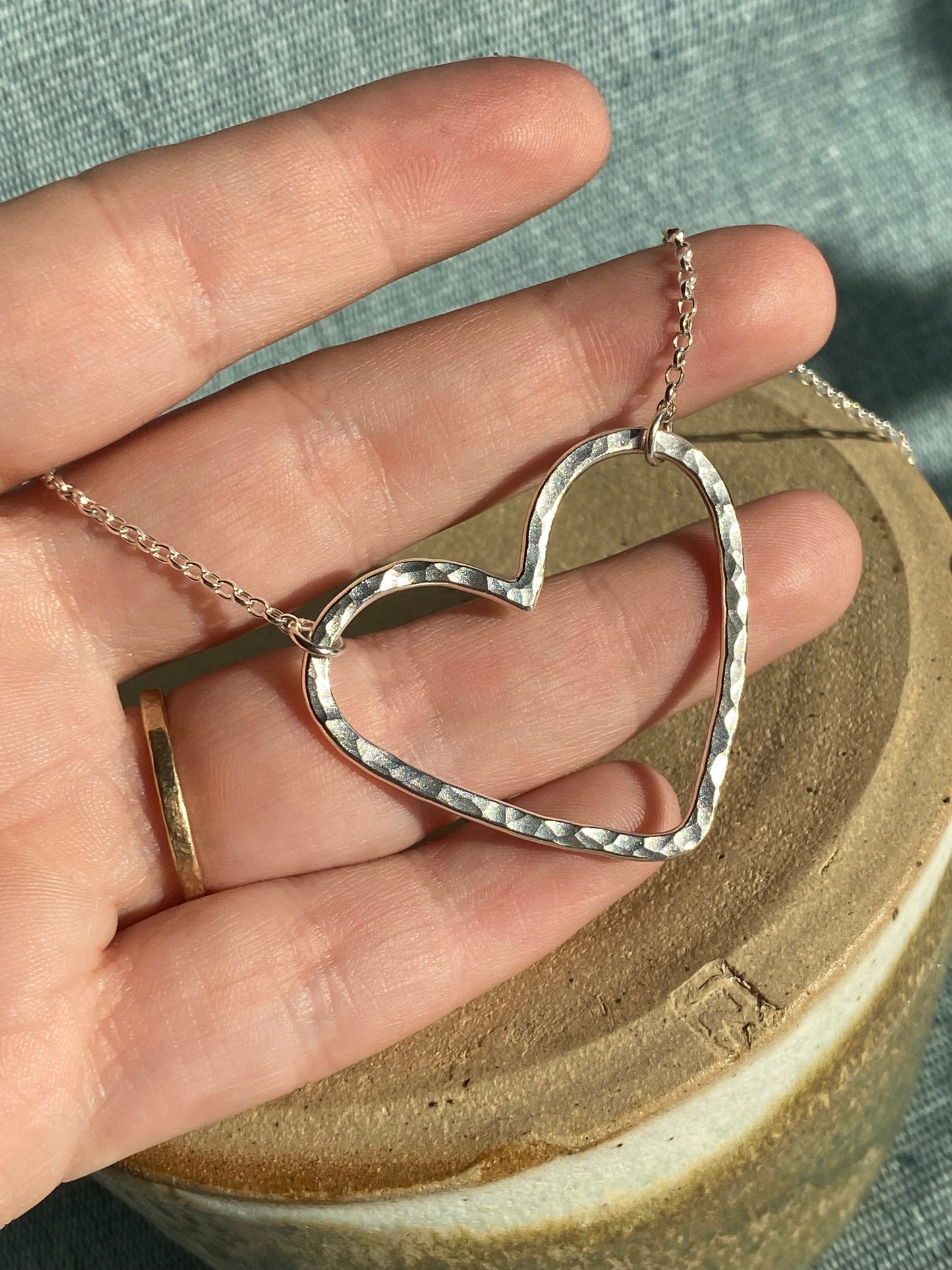 Statement silver heart necklace NM47