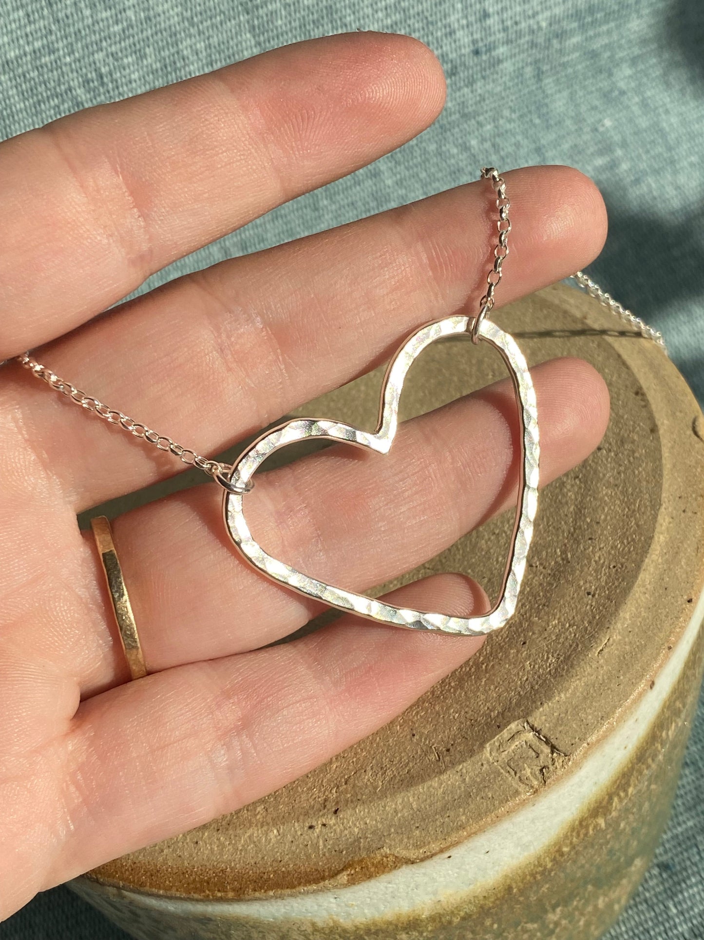 Statement silver heart necklace NM47