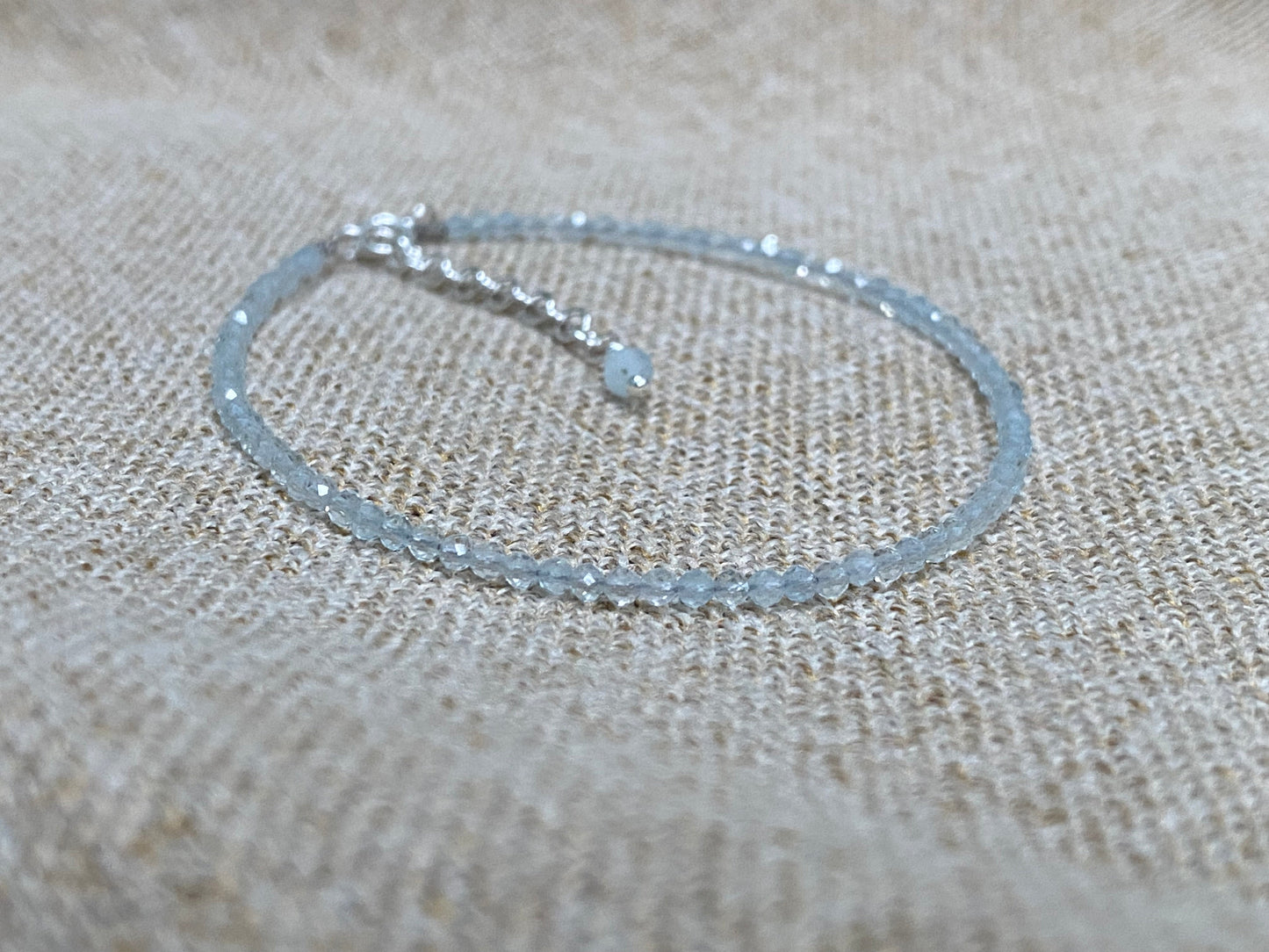 Gemstone beaded bracelet - Sky Blue Topaz - November Birthstone NM47