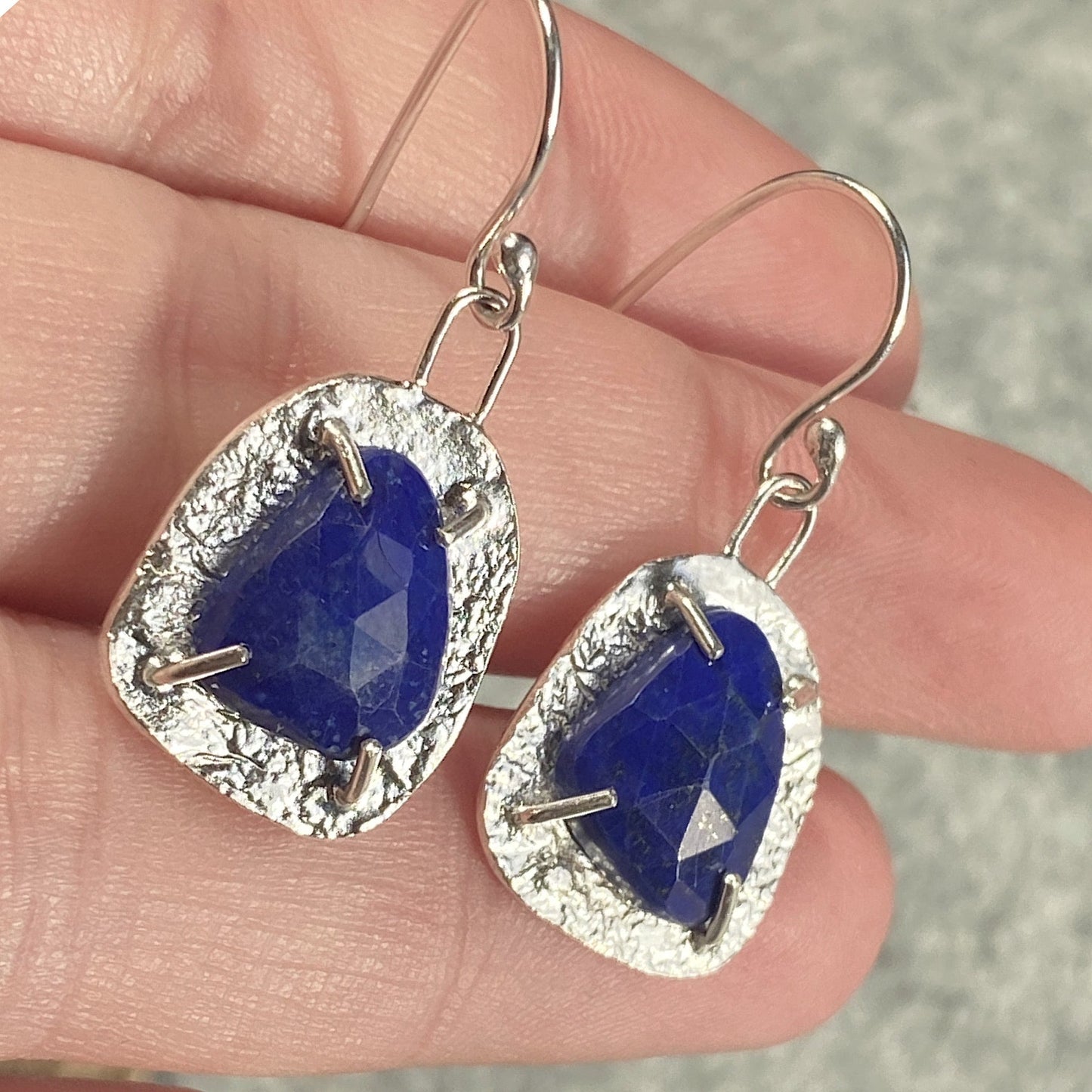 One of a kind - Lapis Lazuli rosecut freeform earrings NM47