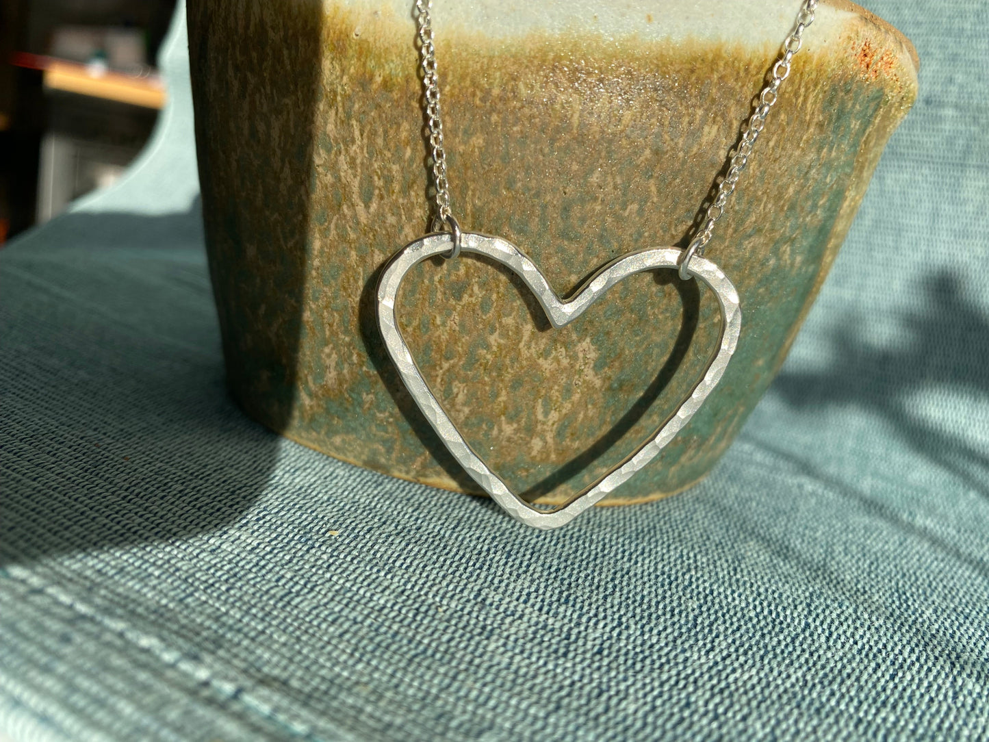 Statement silver heart necklace NM47