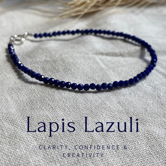 Gemstone beaded bracelet - Lapis Lazuli - December alt birthstone NM47