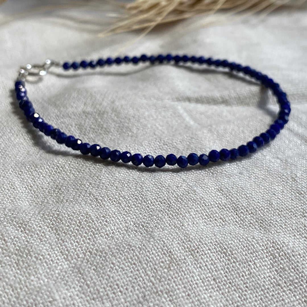 Gemstone beaded bracelet - Lapis Lazuli - December alt birthstone NM47