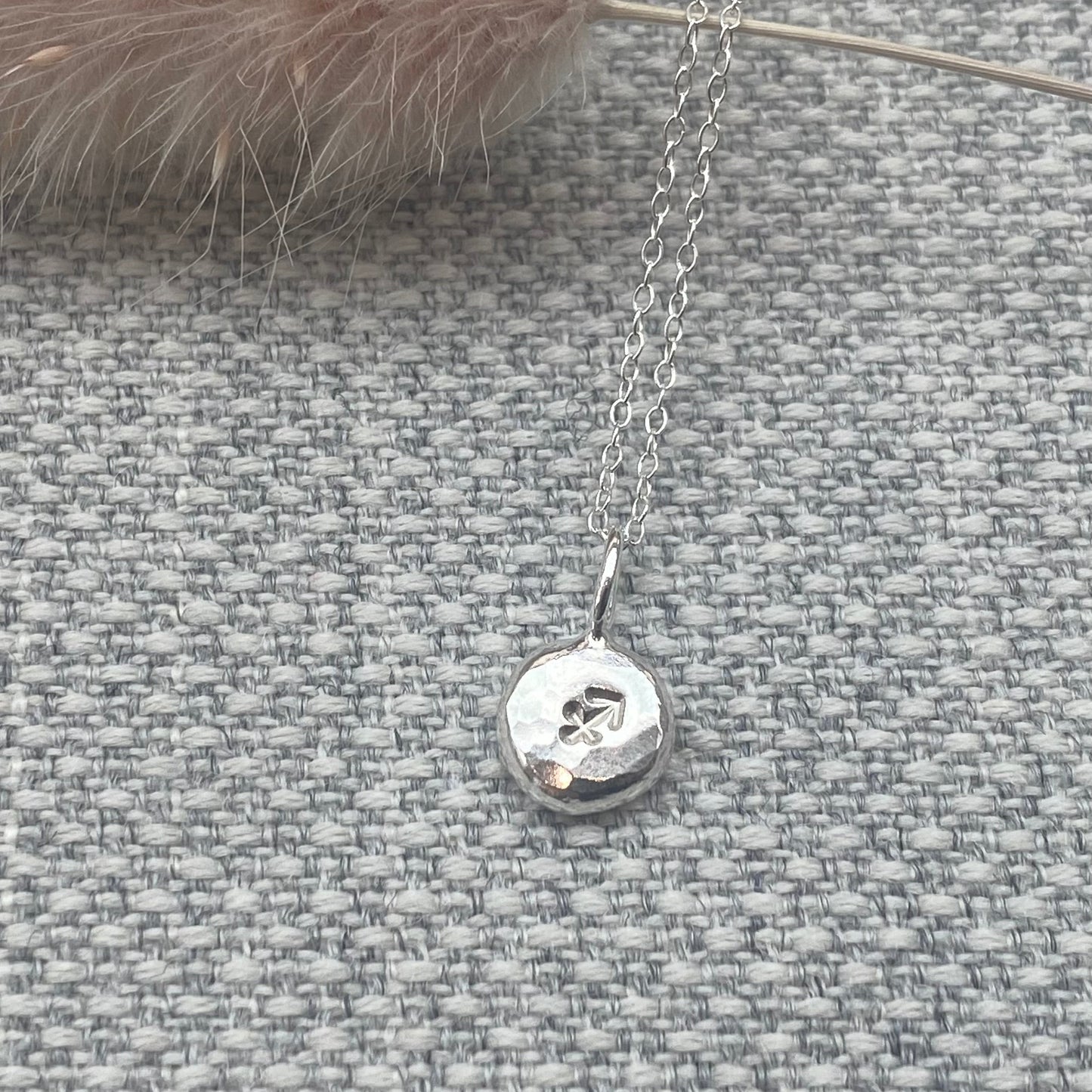 Horoscope pendant nugget. 100% solid recycled sterling silver NM47