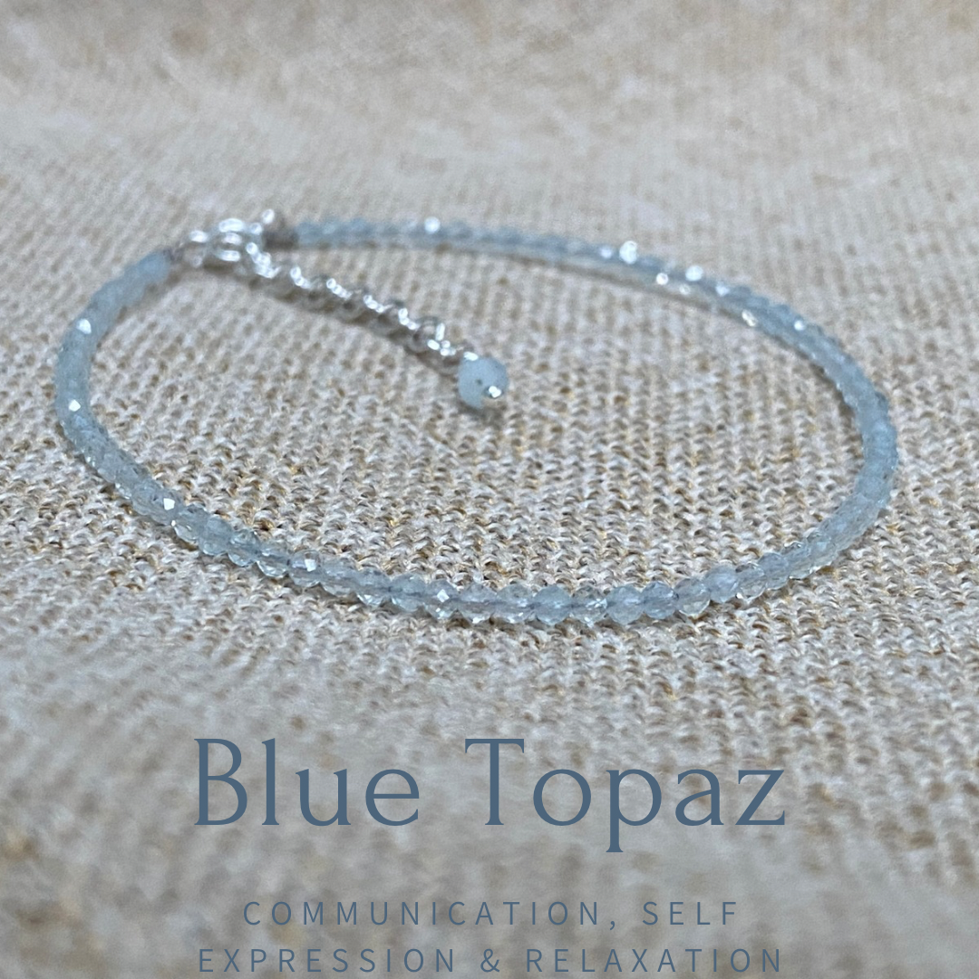 Gemstone beaded bracelet - Sky Blue Topaz - November Birthstone NM47
