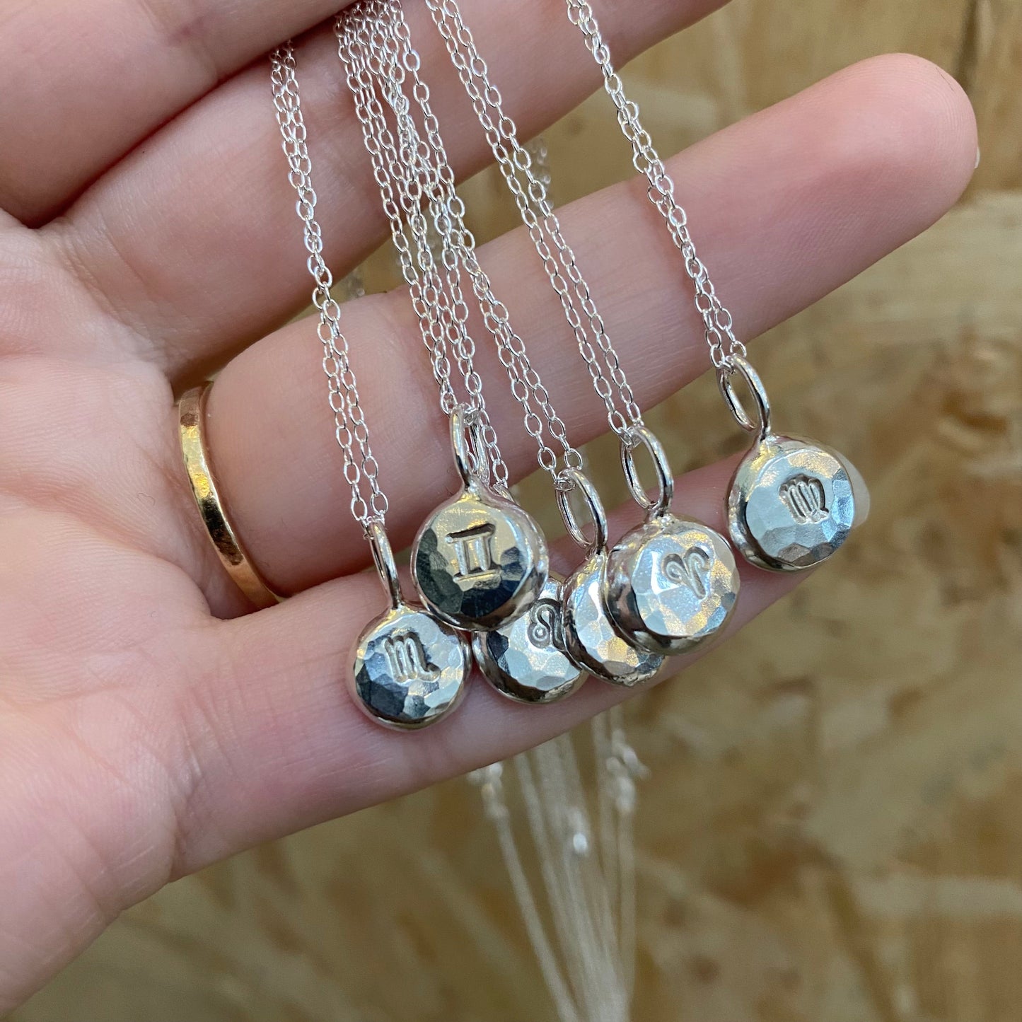 Horoscope pendant nugget. 100% solid recycled sterling silver NM47