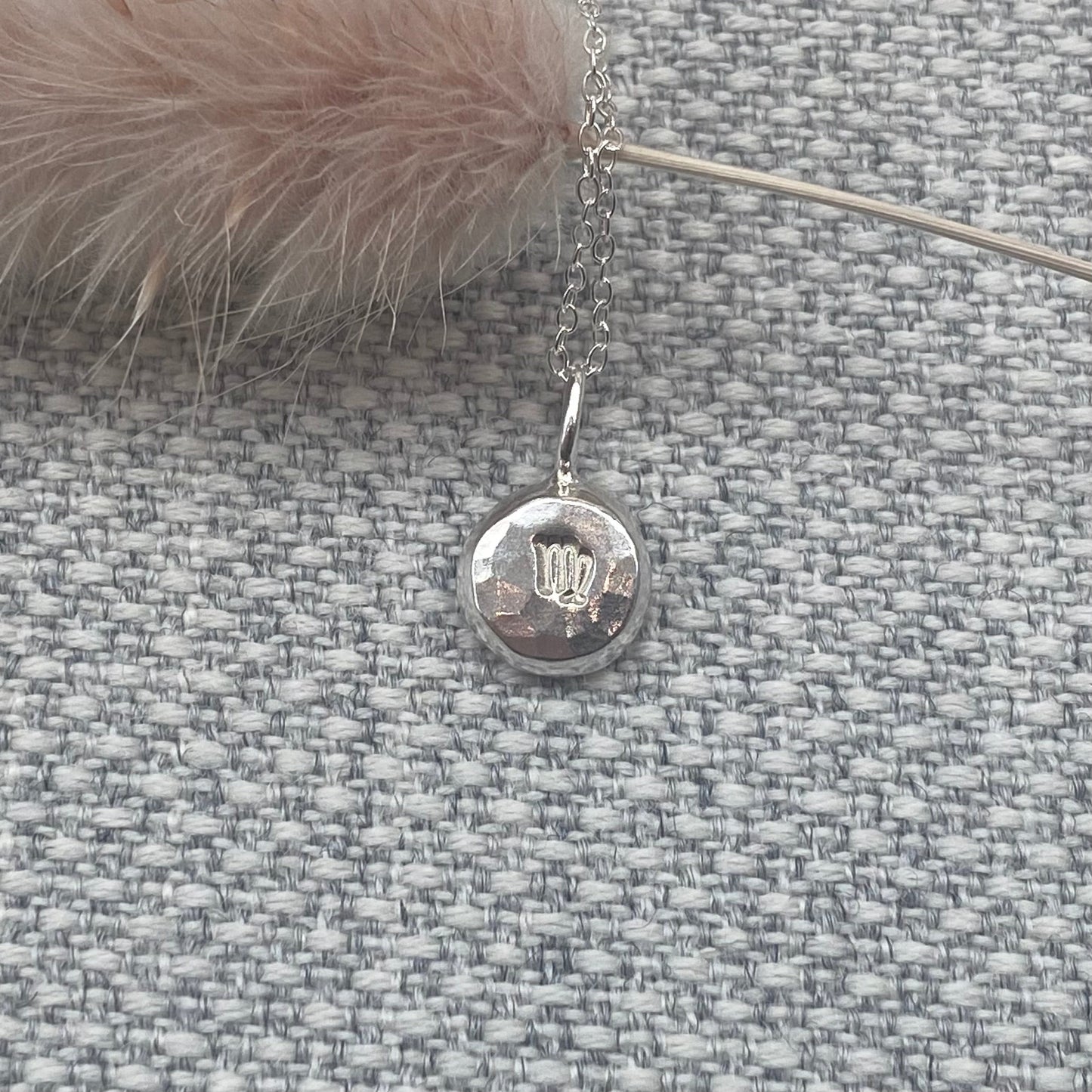 Horoscope pendant nugget. 100% solid recycled sterling silver NM47