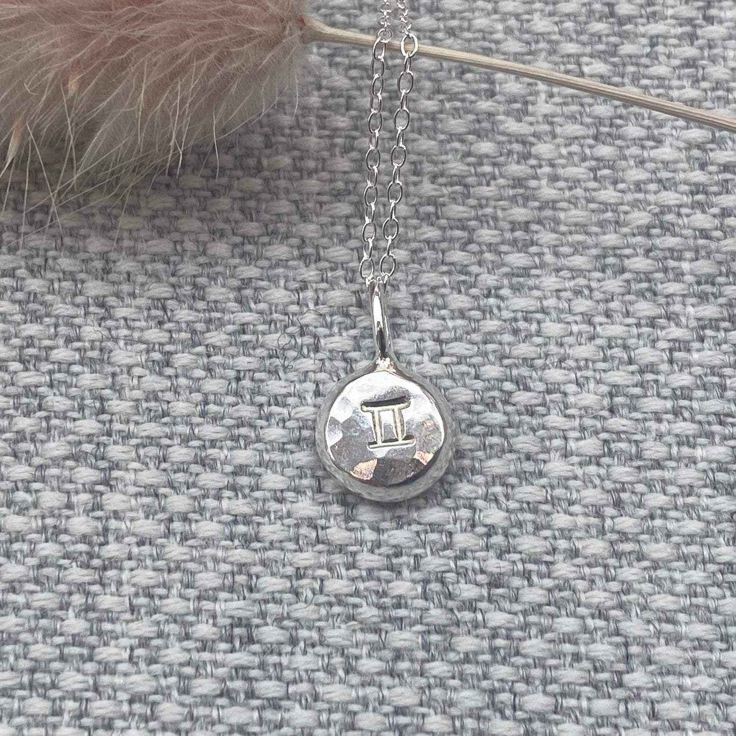 Horoscope pendant nugget. 100% solid recycled sterling silver NM47