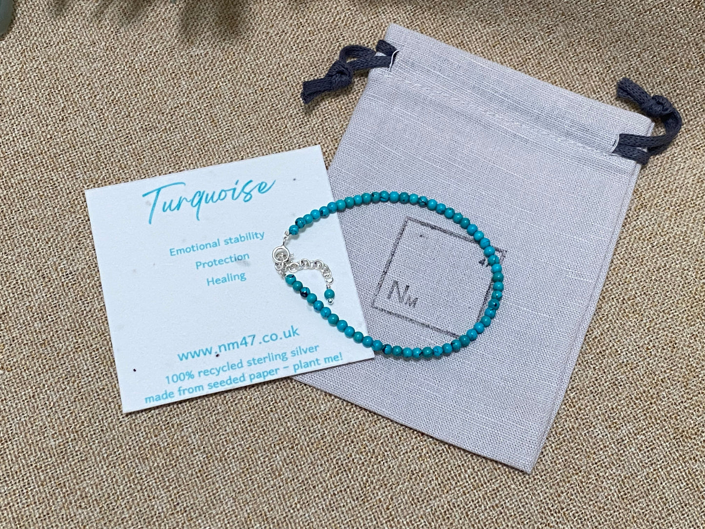 Gemstone beaded bracelet - Turquoise - December Birthstone NM47