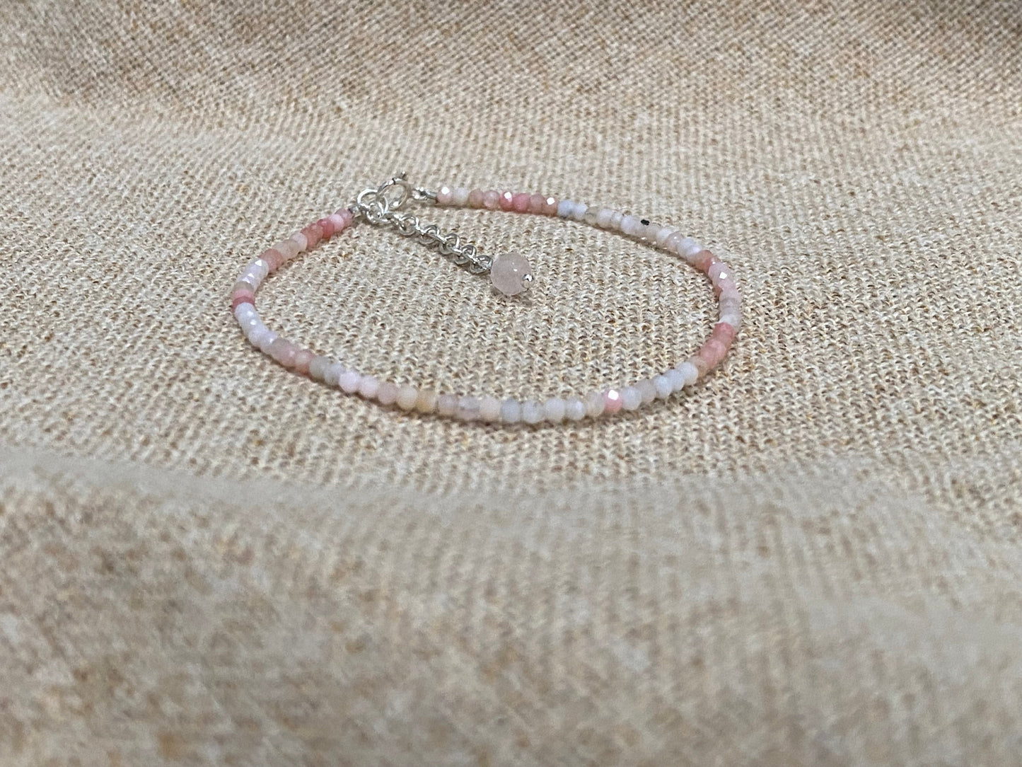 Gemstone beaded bracelet - Pink Opal - October Birthstone NM47