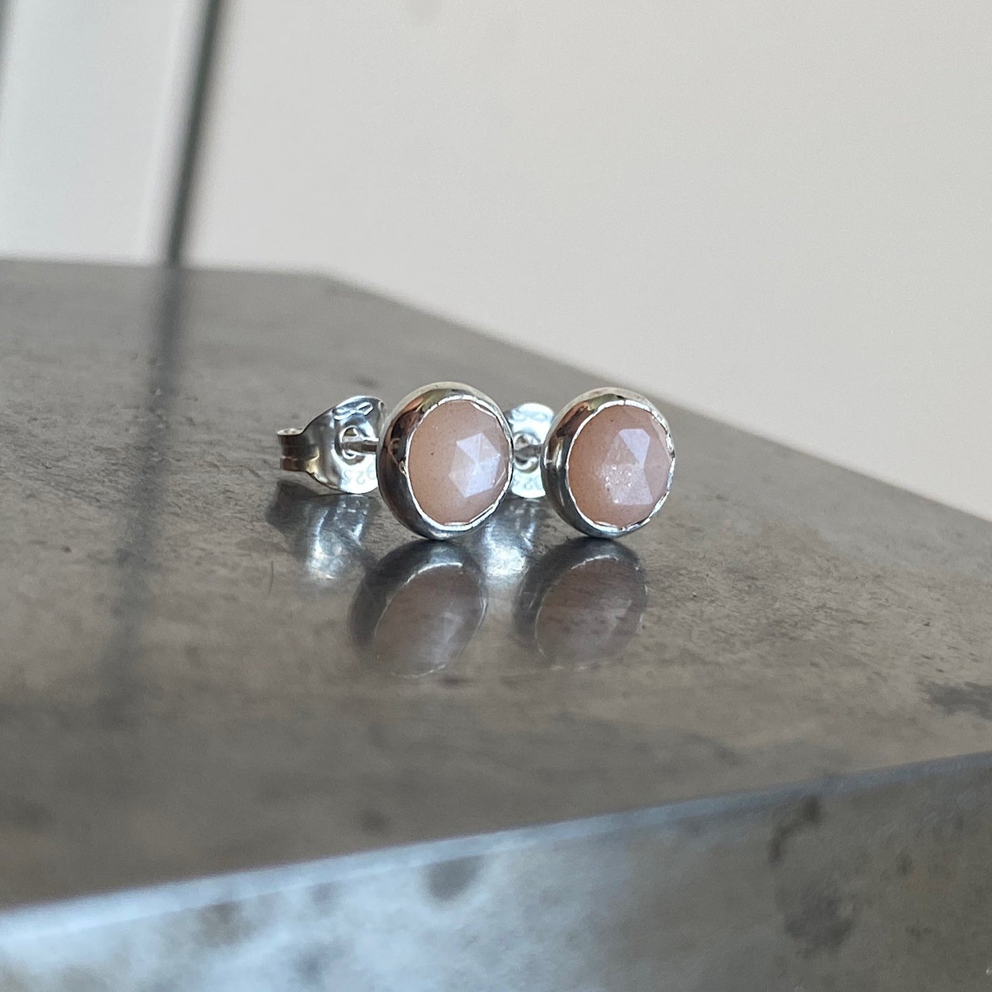 Peach Moonstone Studs NM47