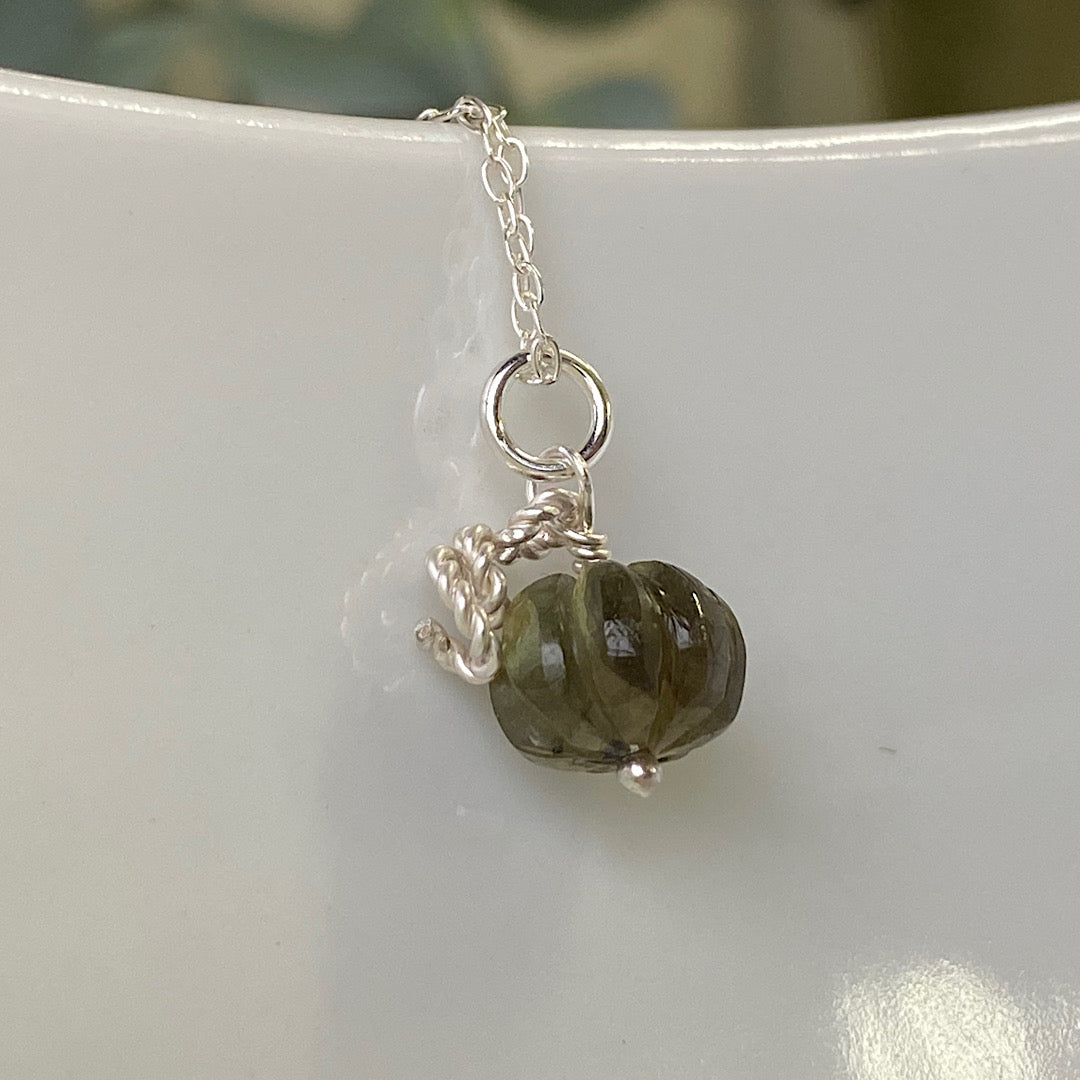 Pumpkin necklace - hand carved crystal charms NM47