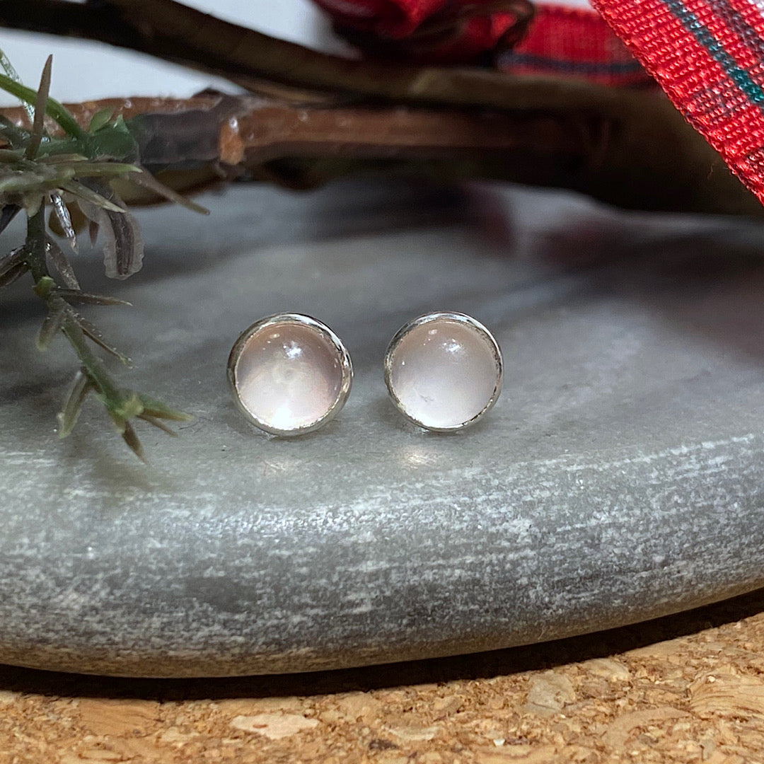 Rose quartz studs