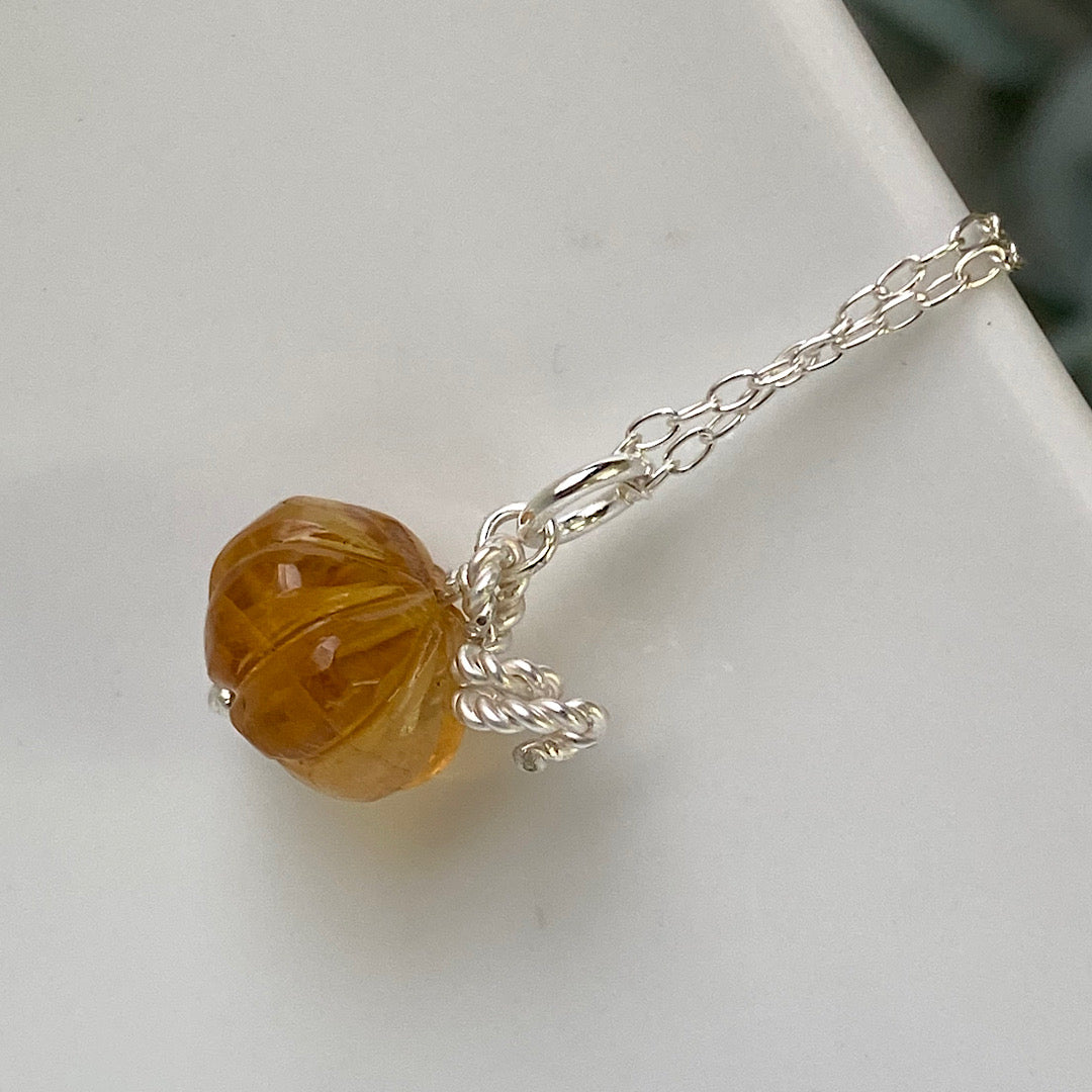 Pumpkin necklace - hand carved crystal charms NM47