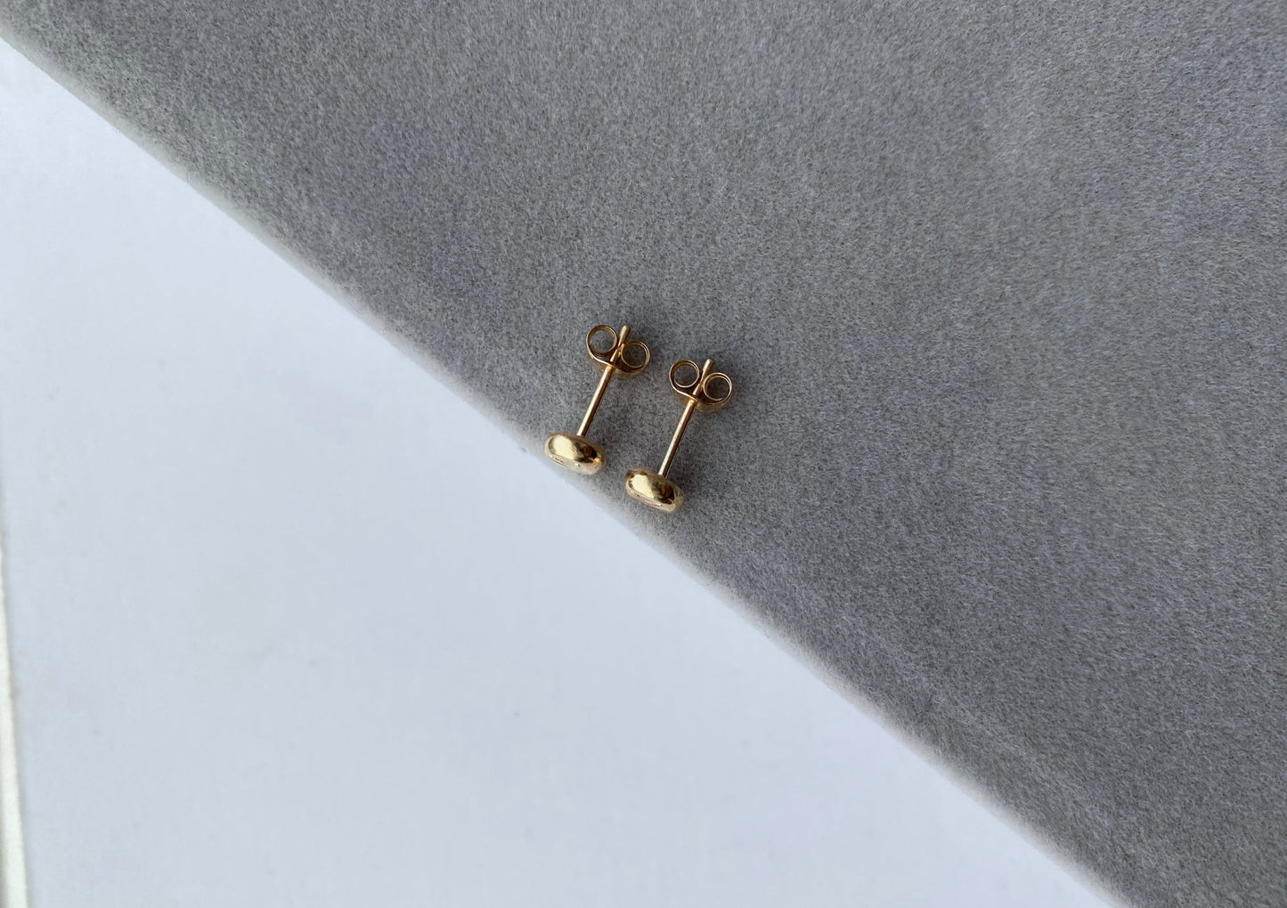 Solid 9ct yellow gold recycled heart nugget studs NM47