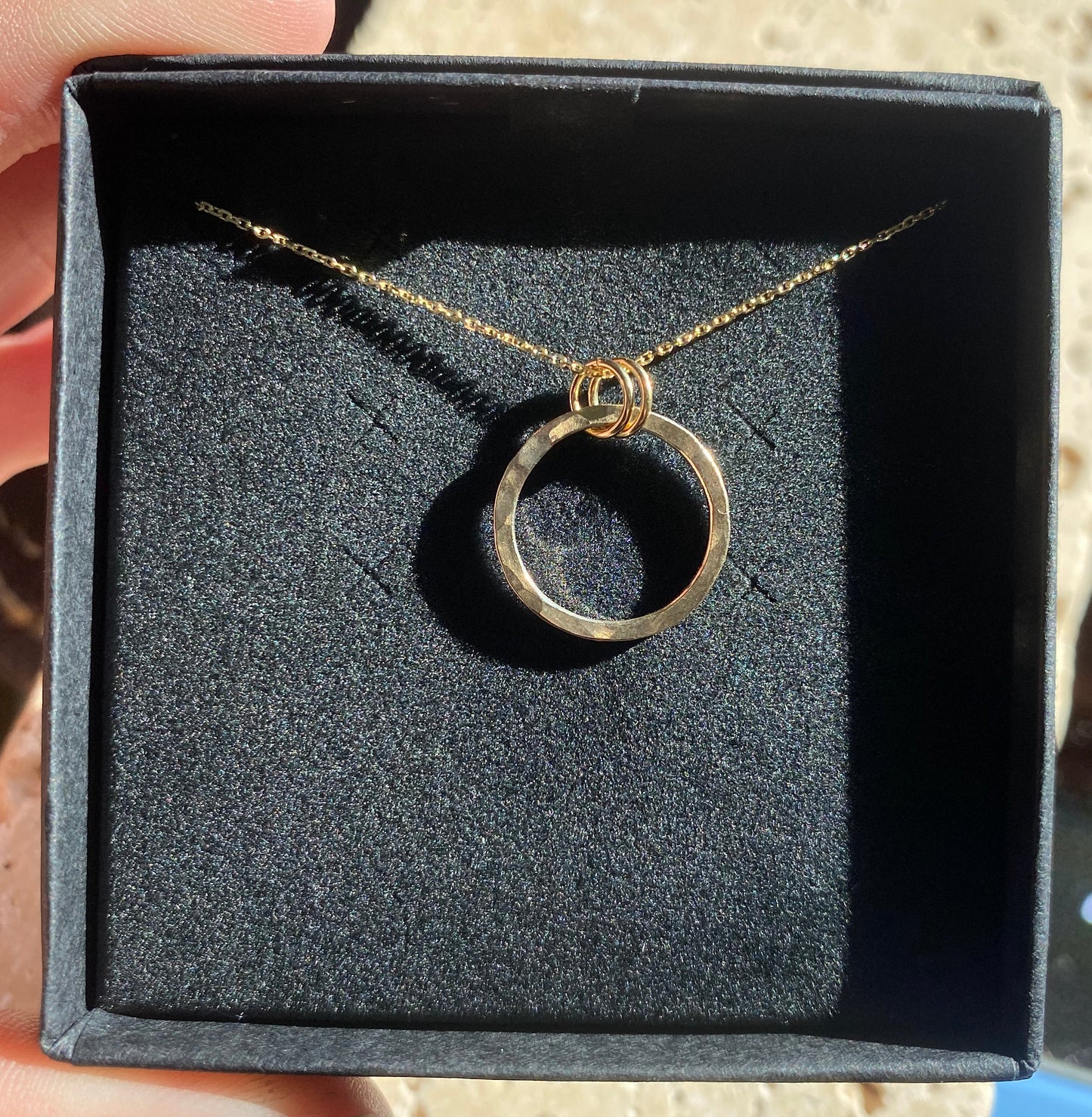 Solid 9ct Yellow Gold Hoop Necklace NM47