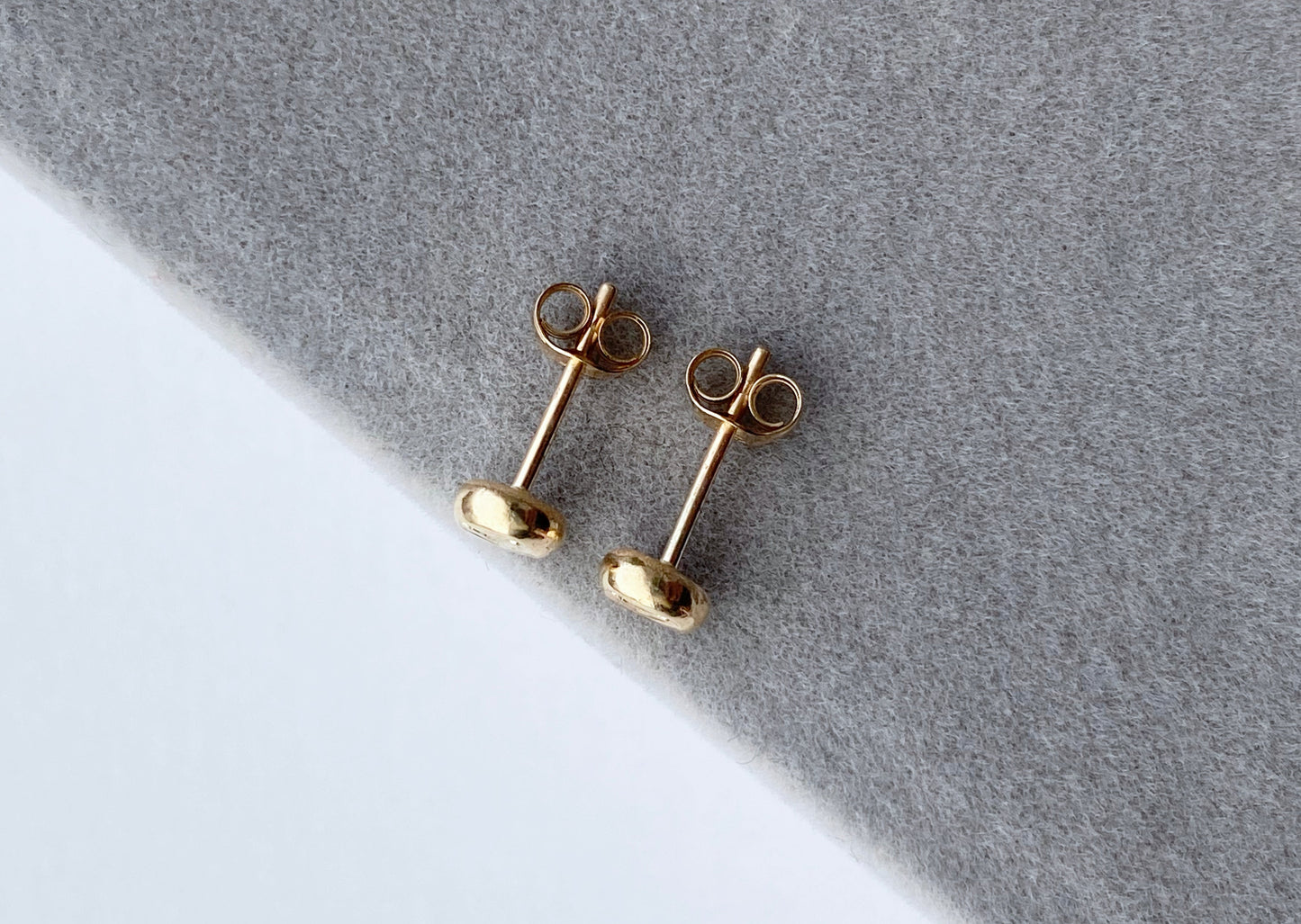 Solid 9ct yellow gold recycled heart nugget studs NM47