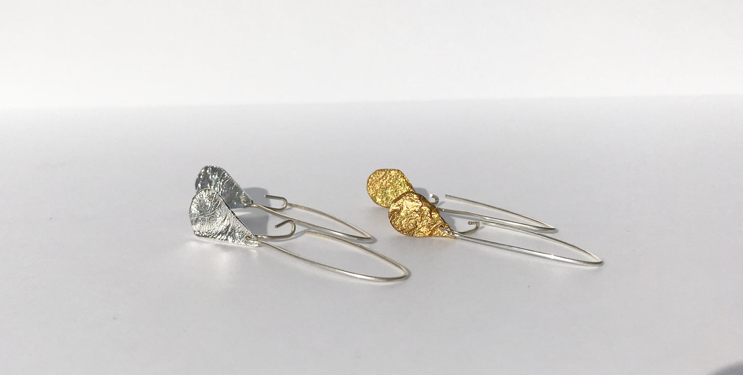 Silver reticulated drop earrings NM47