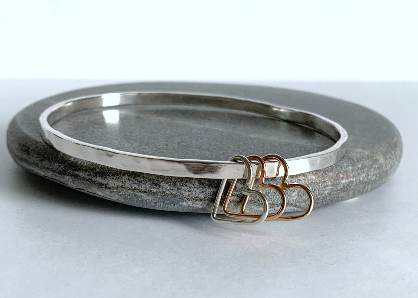 Made to Order - Sterling silver heart bangle NM47