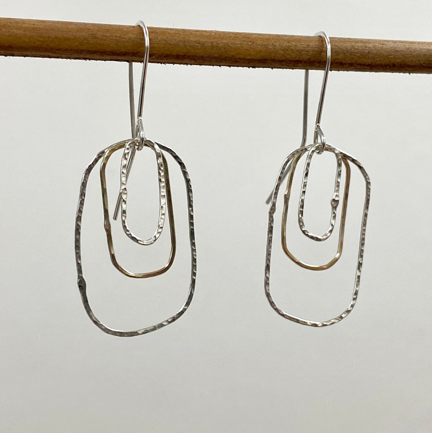 Organic Sterling silver and 9ct Yellow Gold drop earrings NM47