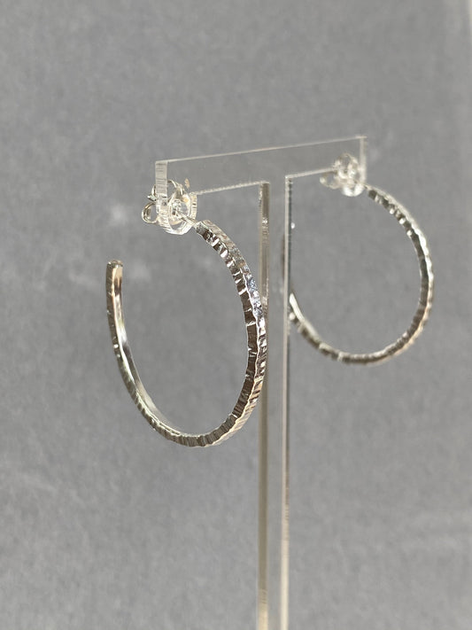 Medium Heavy Hammered Silver hoops NM47