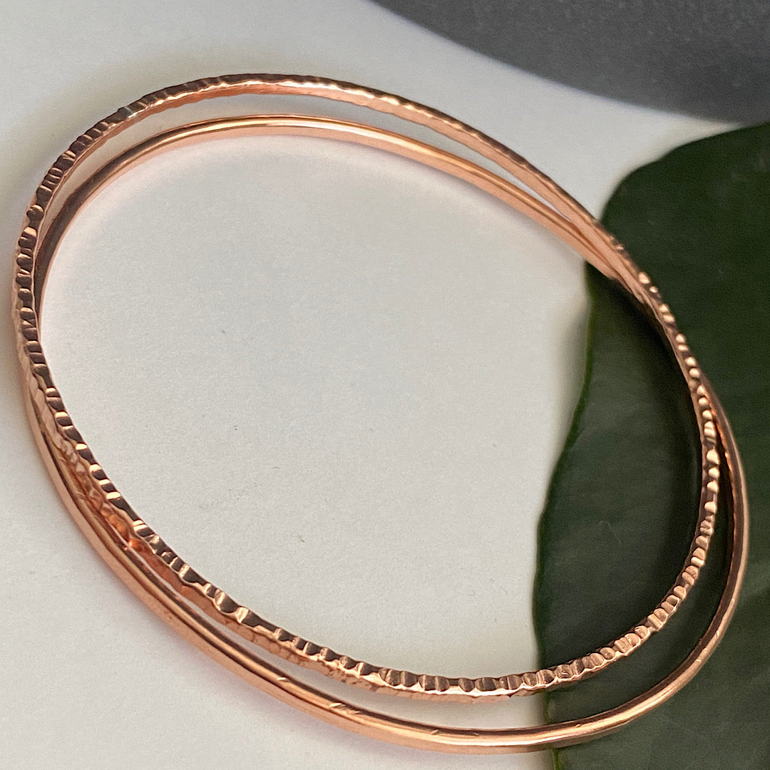 Copper bangle with light shimmer texture - discontinued NM47