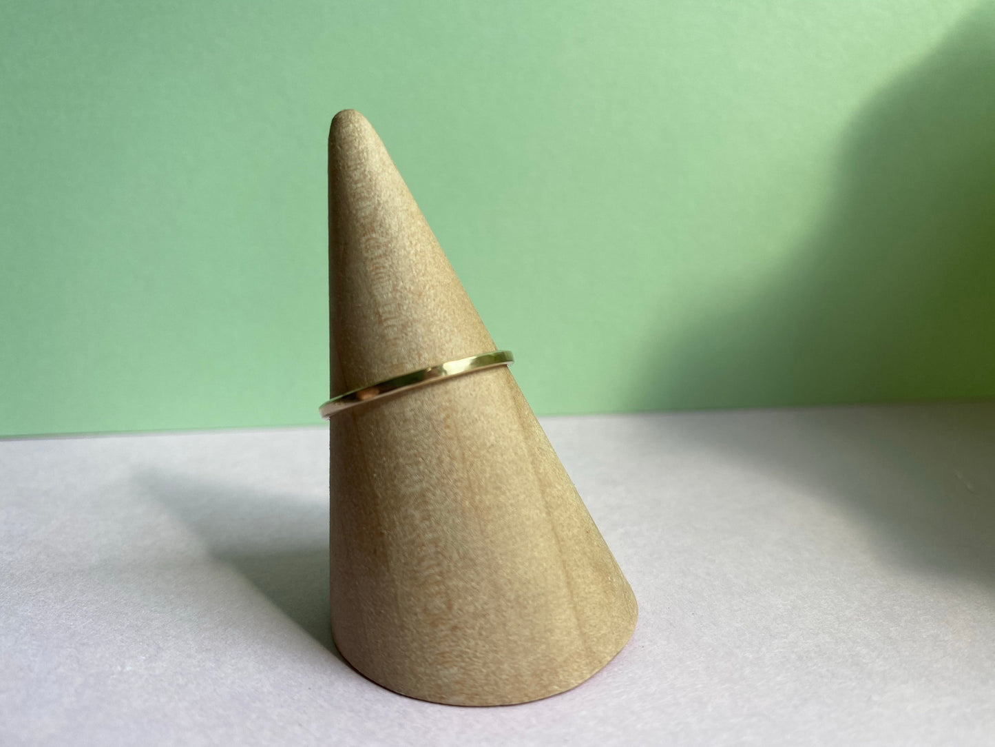 Solid 9ct yellow Gold smooth polished stacking ring band made from recycled gold. NM47