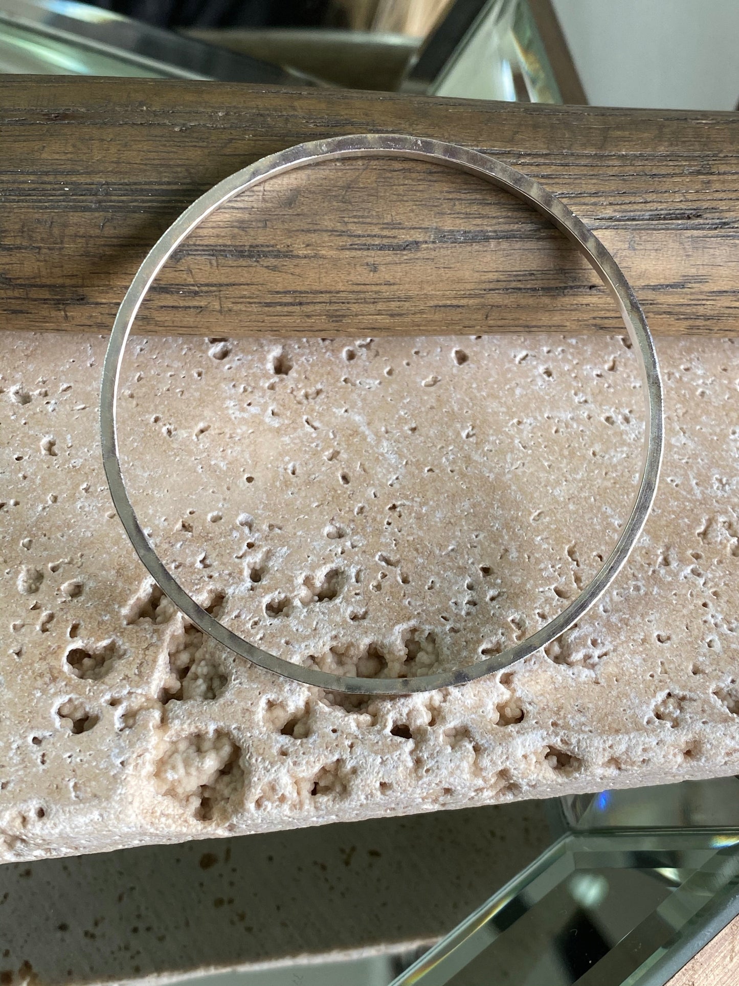 Chunky 3.5mm wide sterling silver bangle NM47