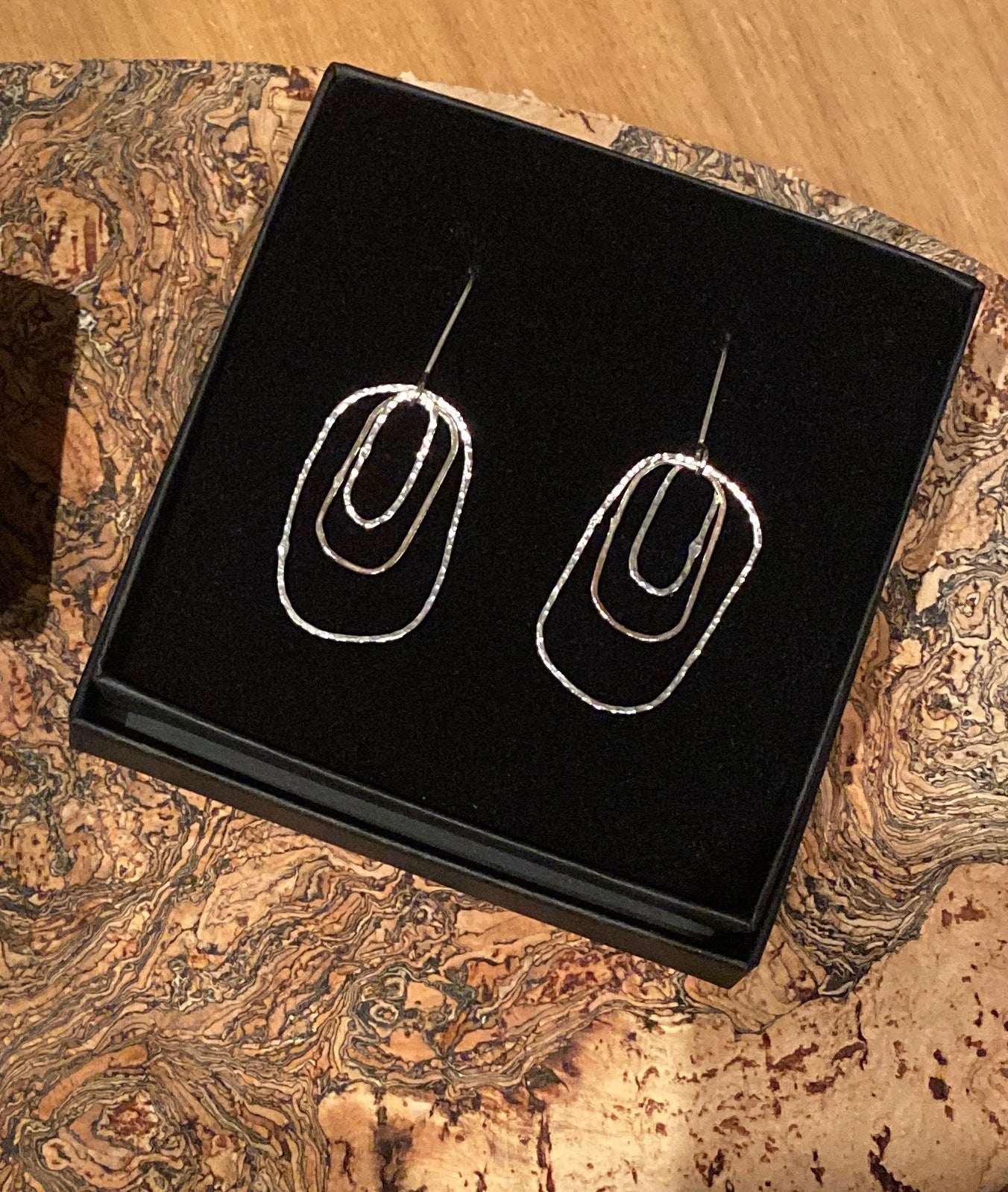 Organic Sterling silver and 9ct Yellow Gold drop earrings NM47