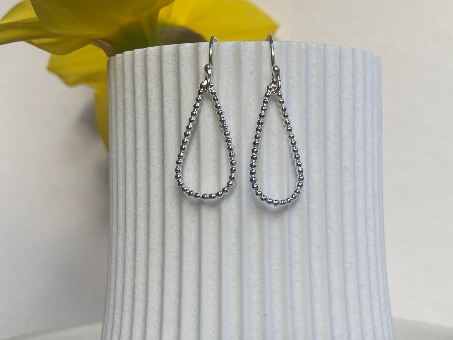 Beaded sterling silver drop earrings NM47