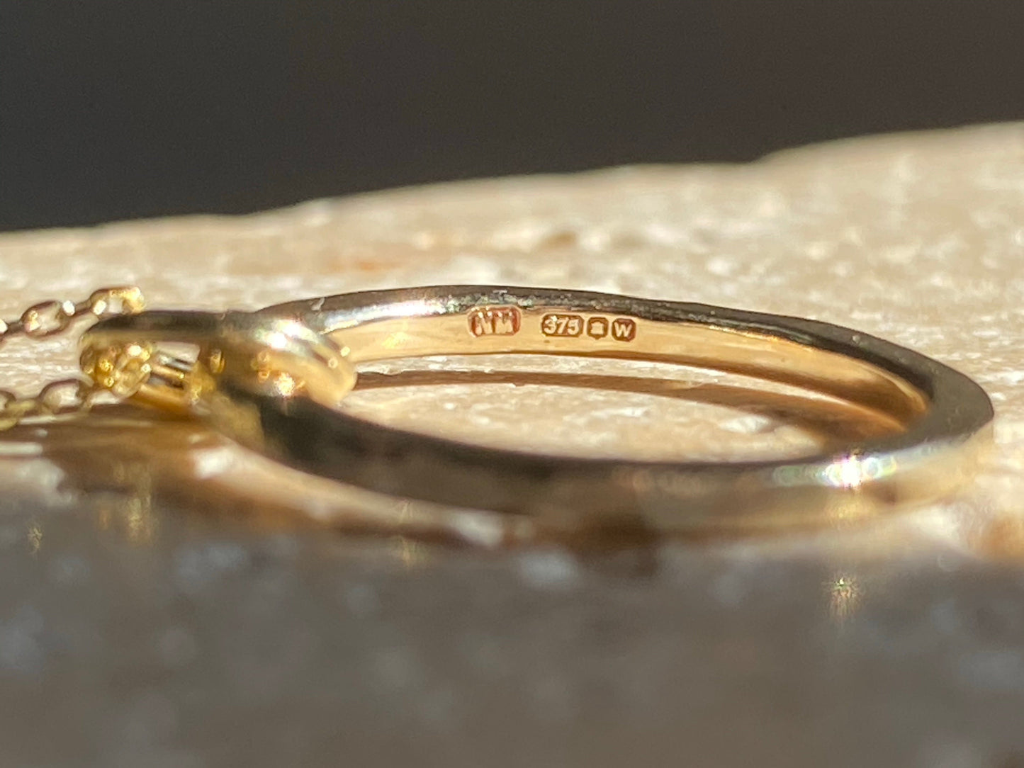 Solid 9ct yellow Gold hammered stacking ring band made from recycled gold. NM47