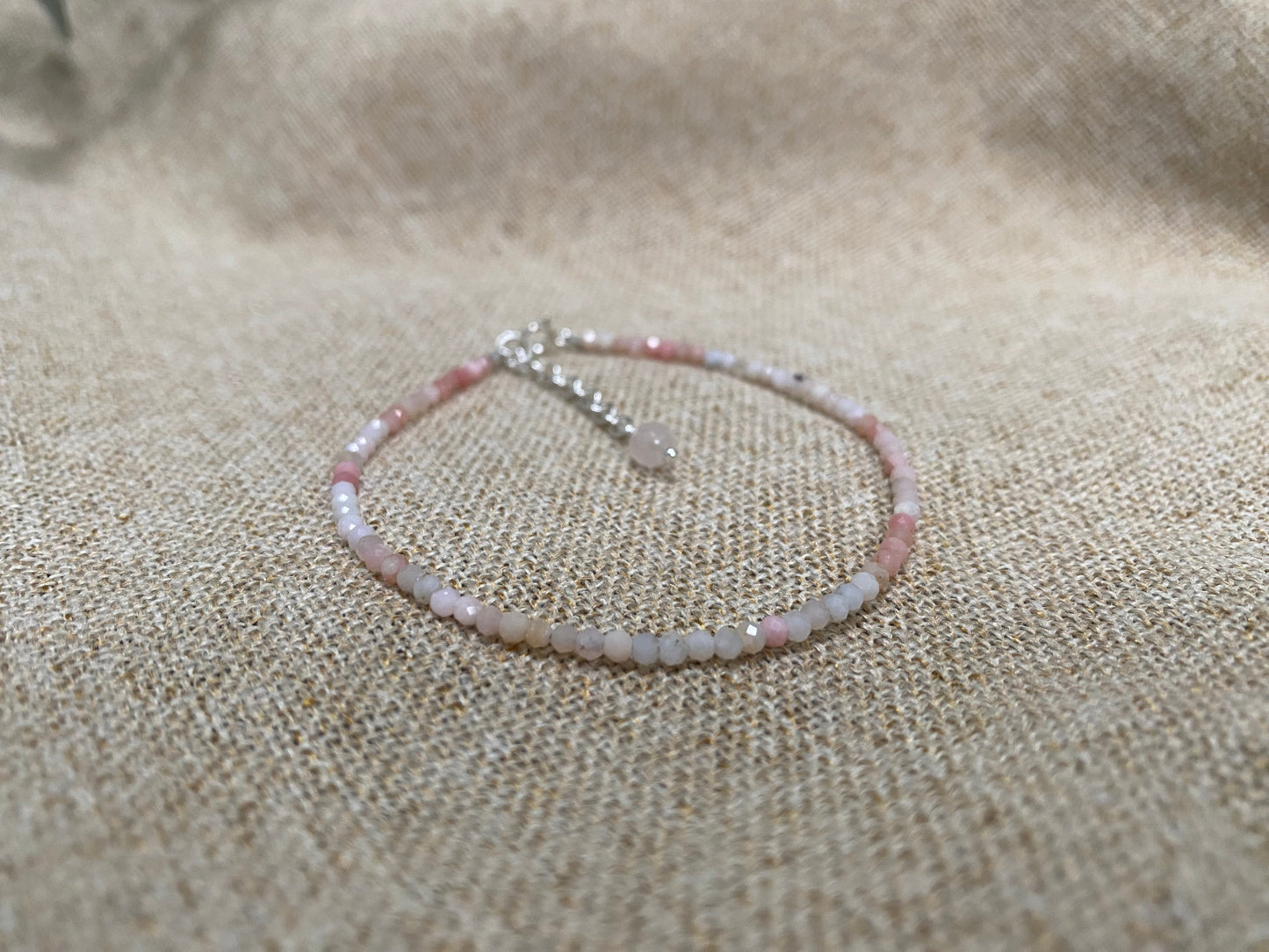 Gemstone beaded bracelet - Pink Opal - October Birthstone NM47