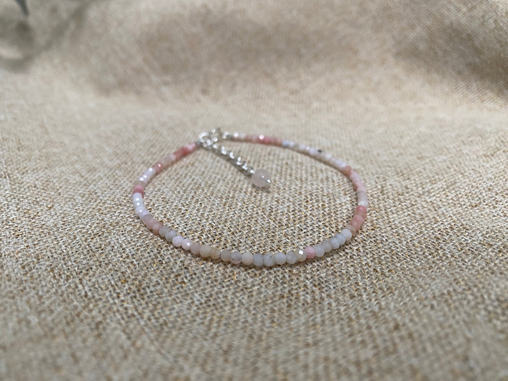 Gemstone beaded bracelet - Pink Opal - October Birthstone NM47