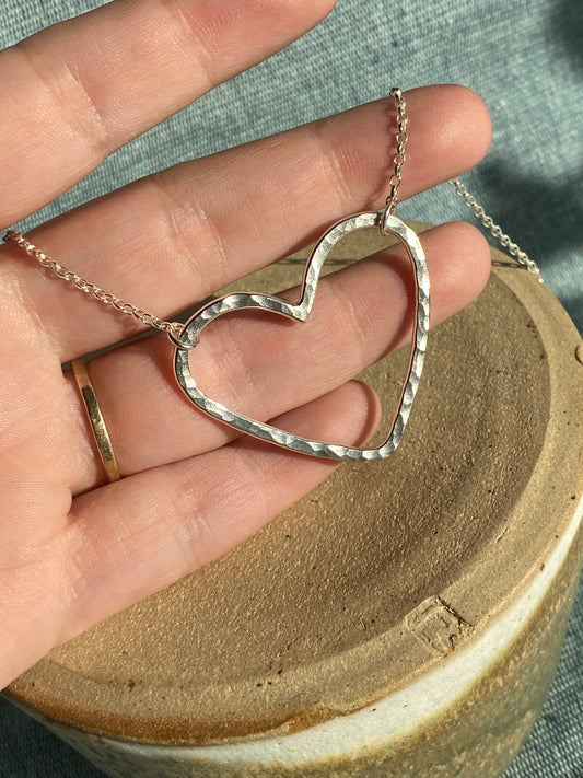 Statement silver heart necklace