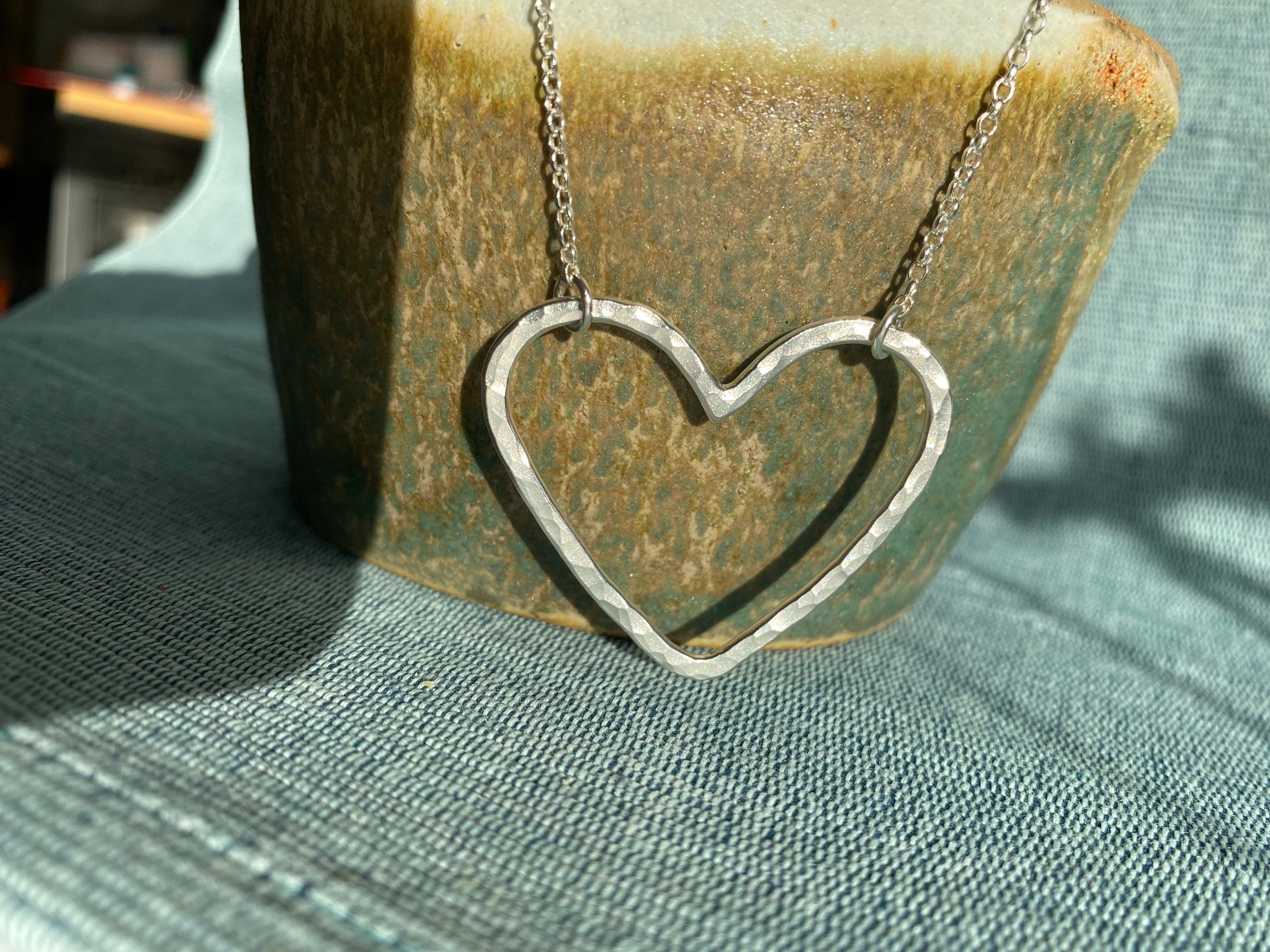 Statement silver heart necklace NM47