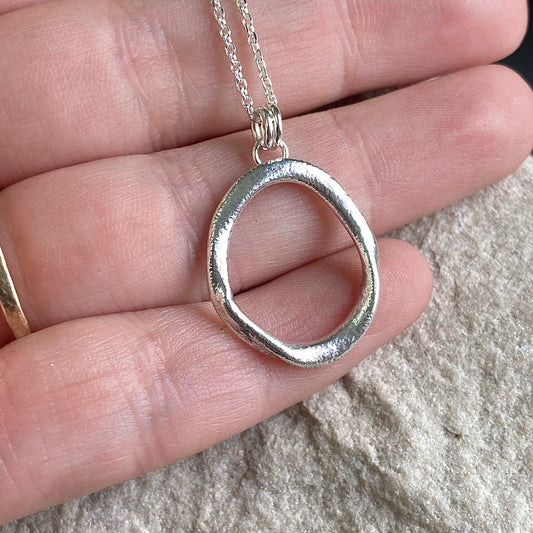 Molten silver necklace - design 1.