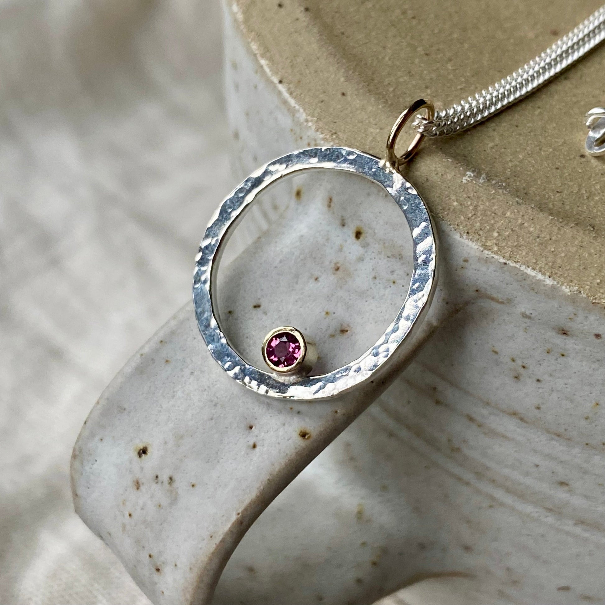 New - Rhodilite Garnet dual tone sparkle necklace NM47