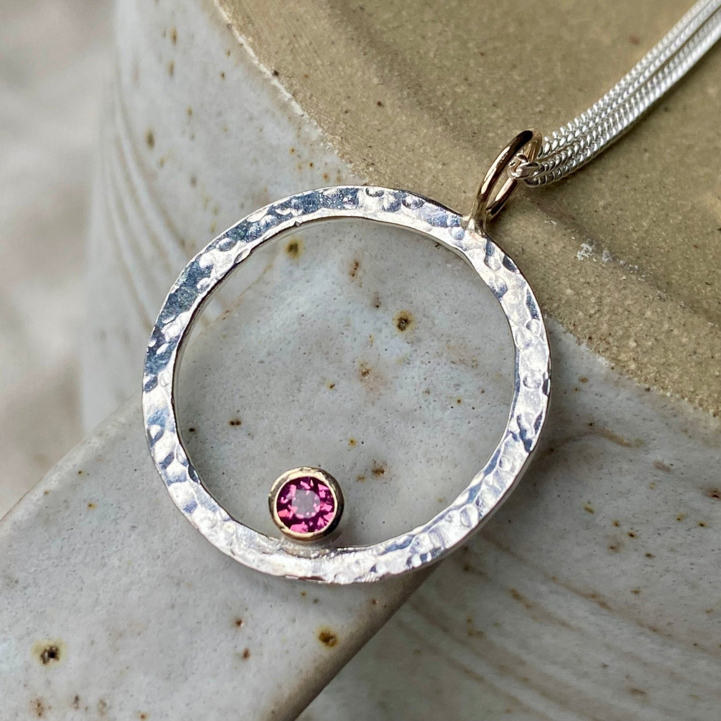 New - Rhodilite Garnet dual tone sparkle necklace NM47