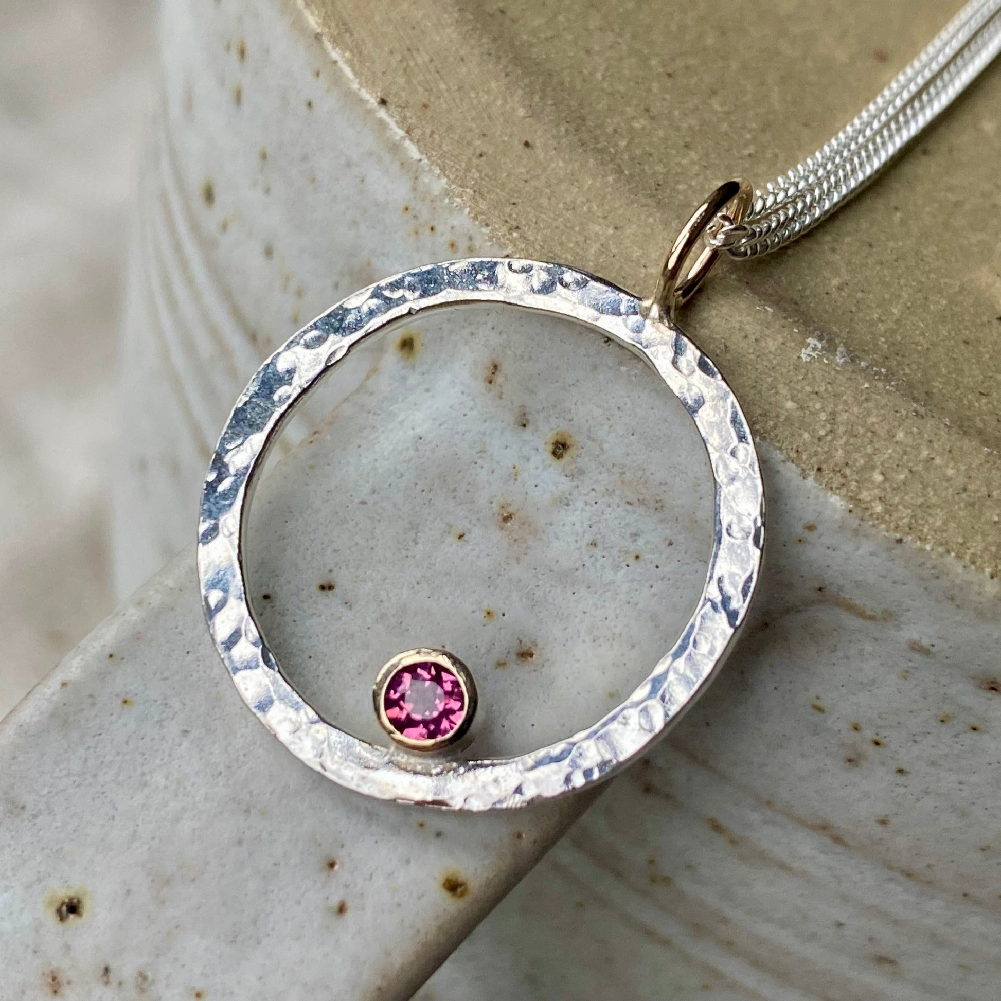 New - Rhodilite Garnet dual tone sparkle necklace NM47