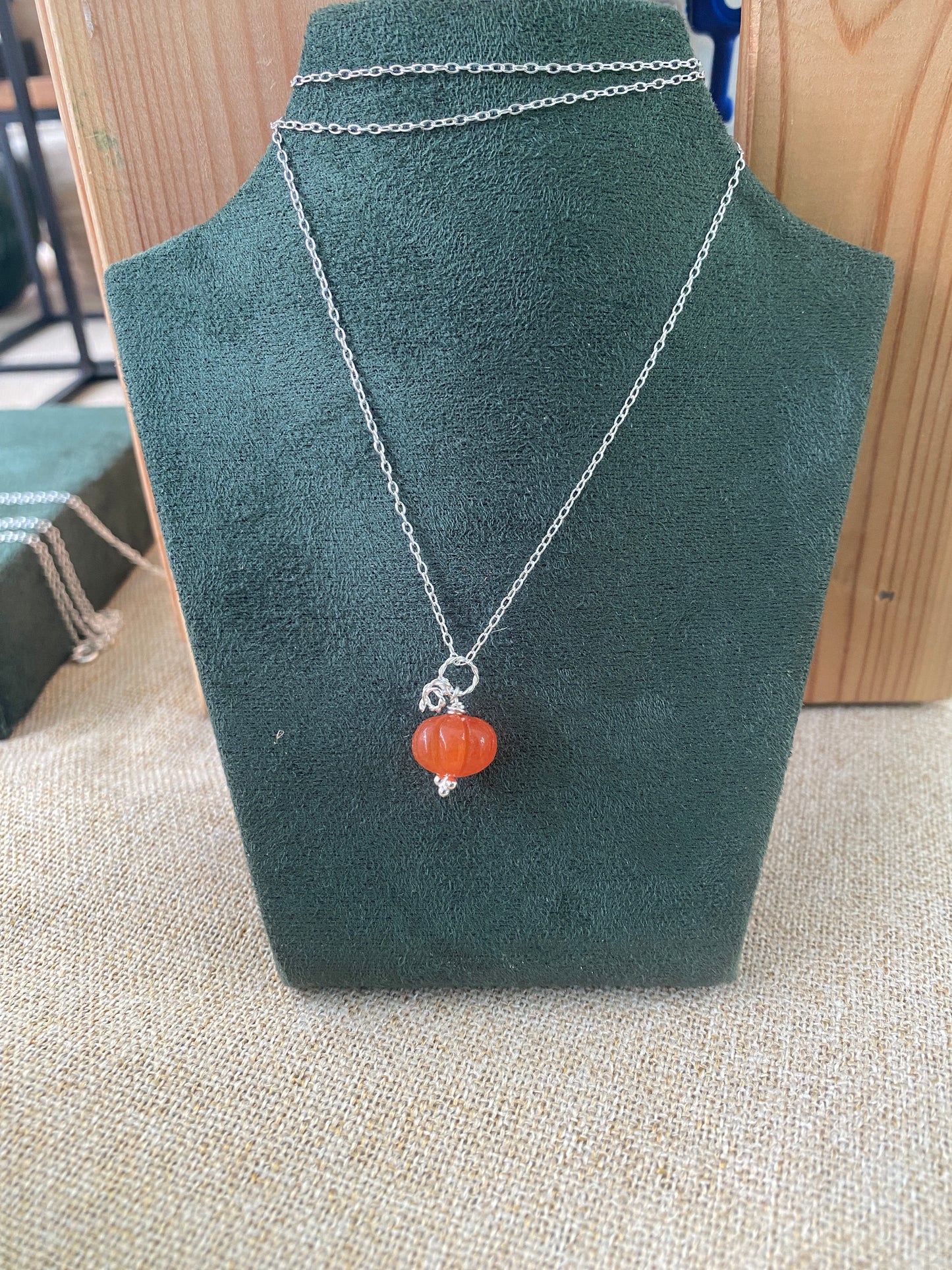 Pumpkin necklace - hand carved crystal charms