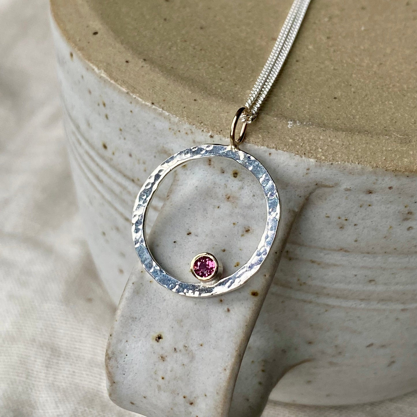 New - Rhodilite Garnet dual tone sparkle necklace NM47