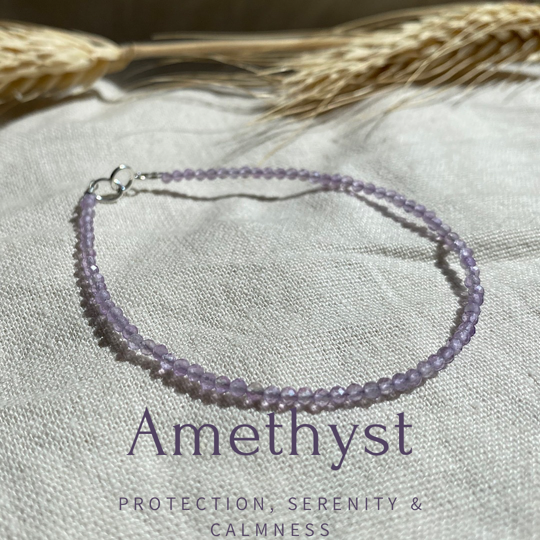 Gemstone beaded bracelet - Amethyst - February birthstone NM47