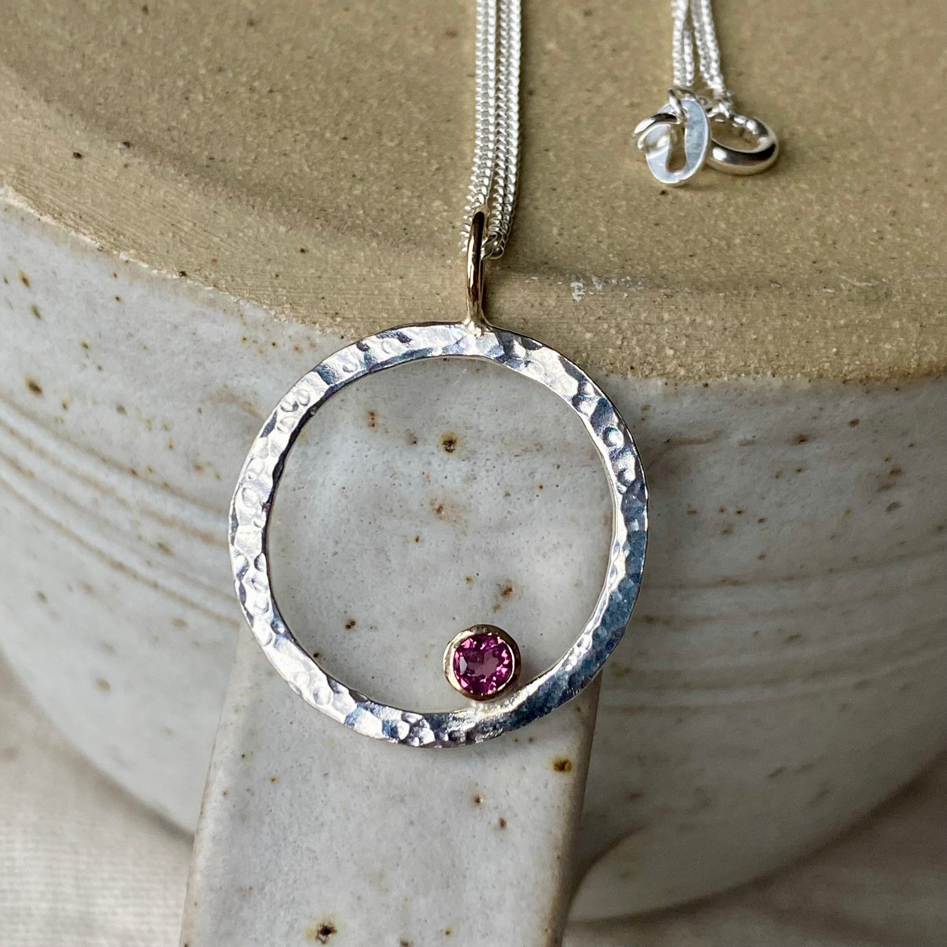 New - Rhodilite Garnet dual tone sparkle necklace NM47