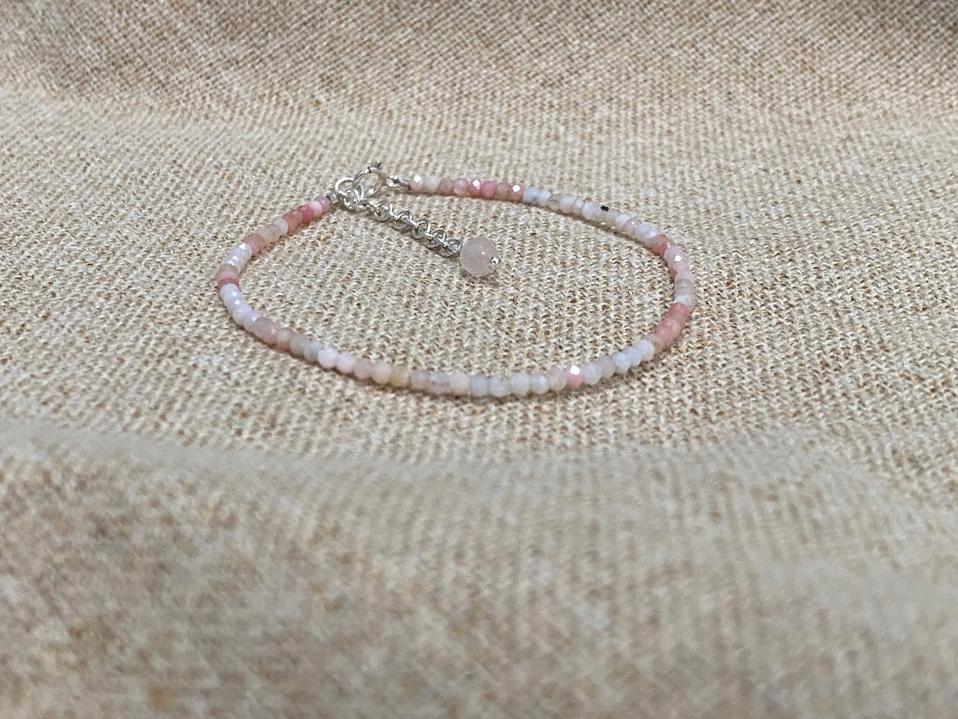Gemstone beaded bracelet - Pink Opal - October Birthstone NM47