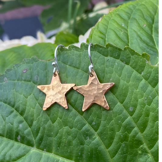 Copper star earrings
