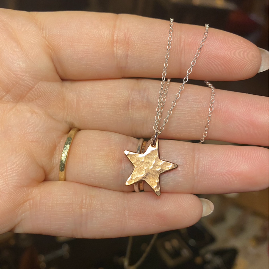 Copper star necklace