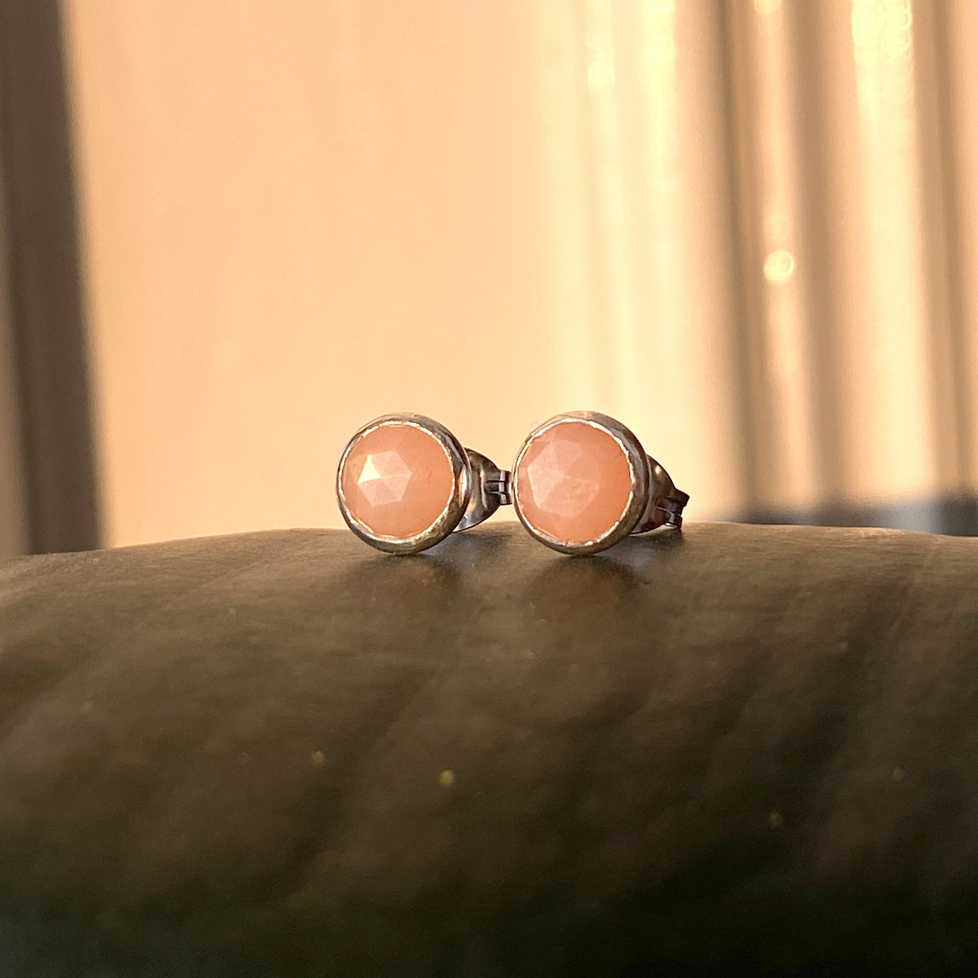 Peach Moonstone Studs NM47